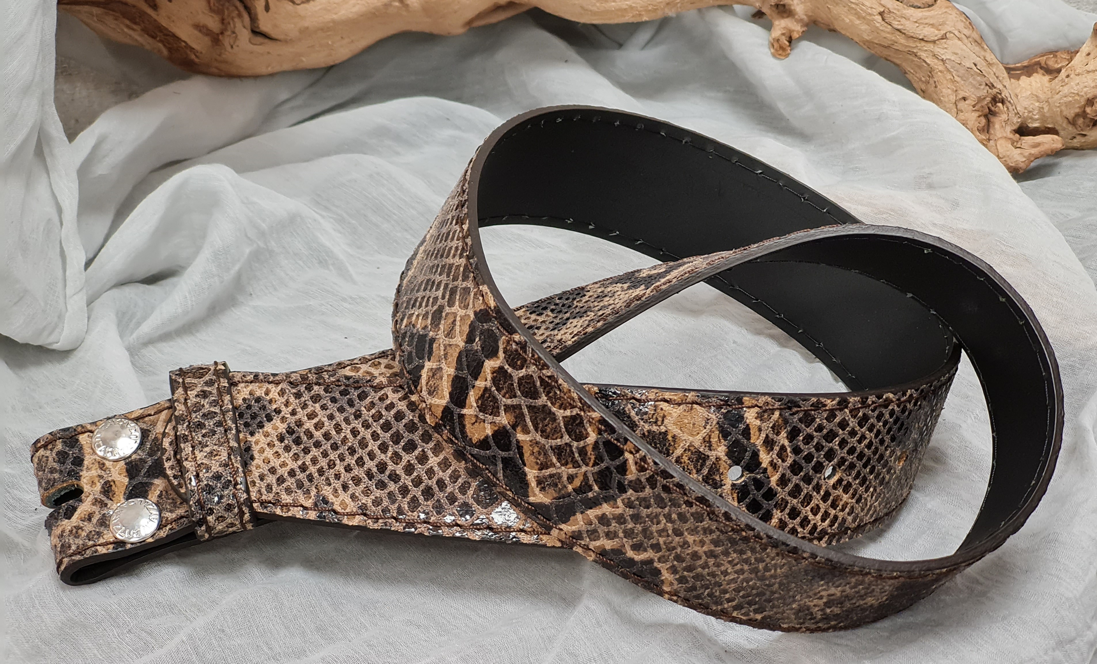 LUCA KAYZ "Snake brown" Gürtel mit Wechselsystem – Ledergürtel – Damengürtel 
