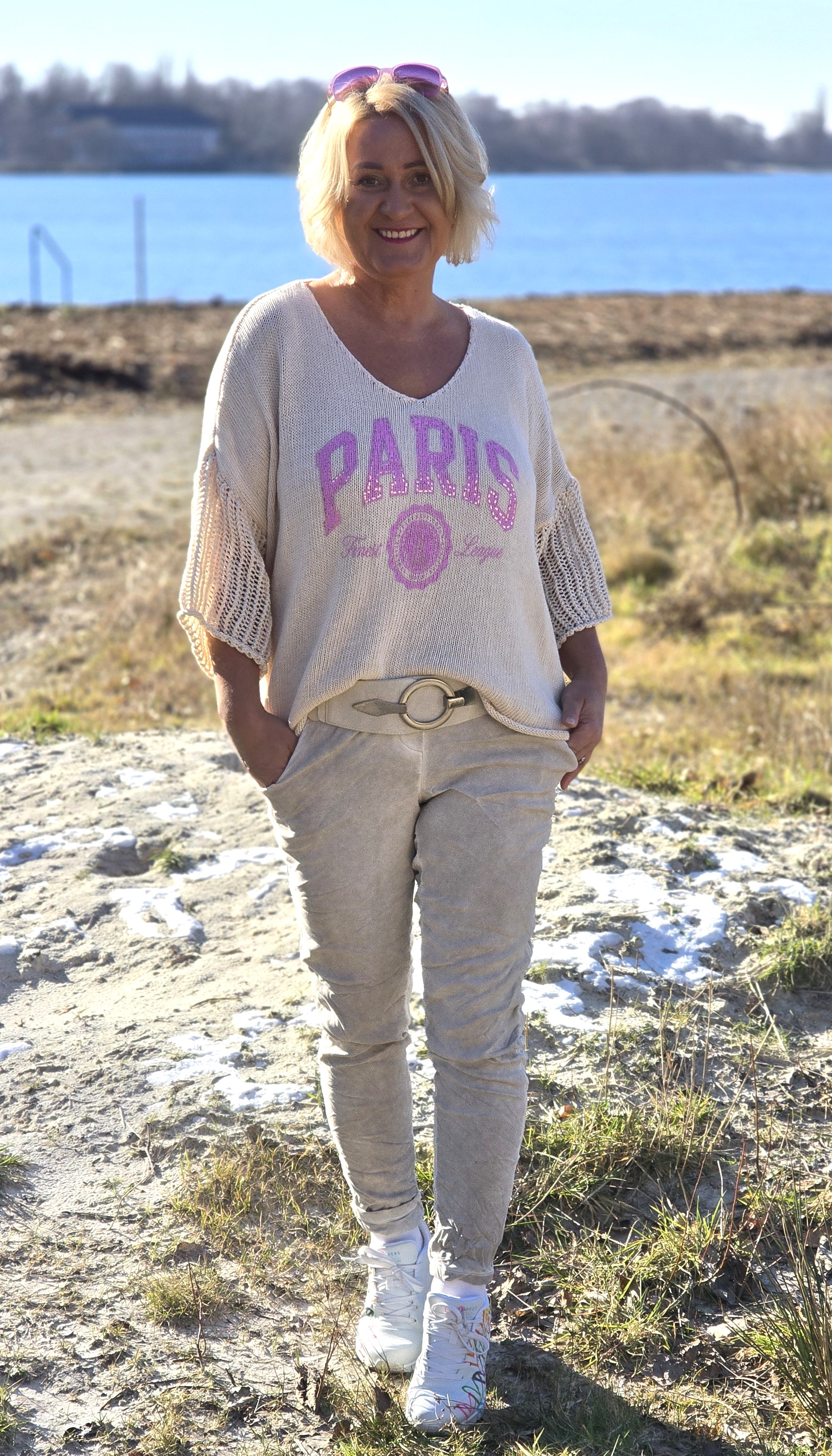 Druck Pullover  "Paris" – weicher Druck Pulli – leichter Damenpullover – Made in Italy