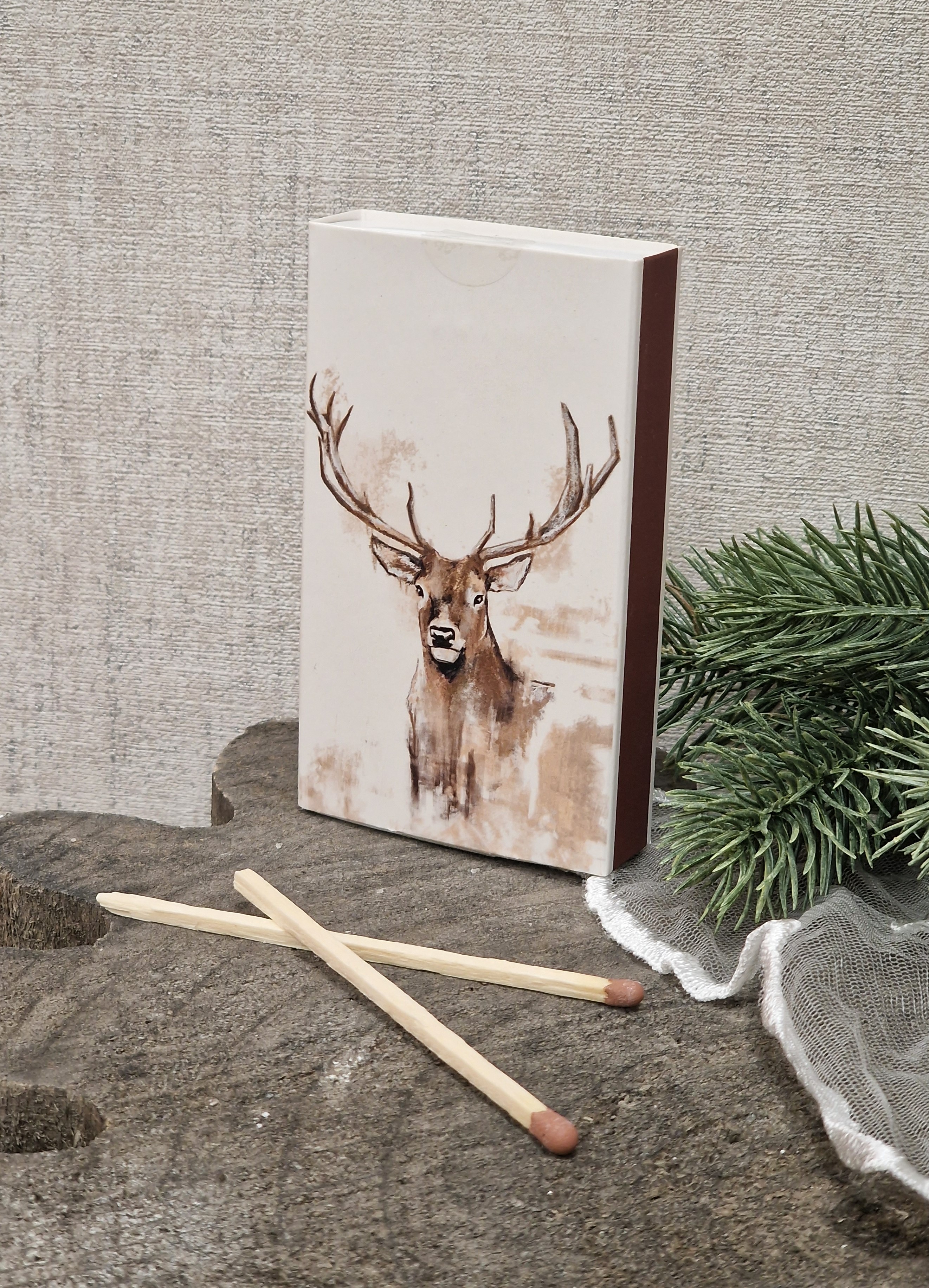 Ambiente Streichhölzer mit "Hirsch" – Zündhölzer mit Weihnachtsmotiv 