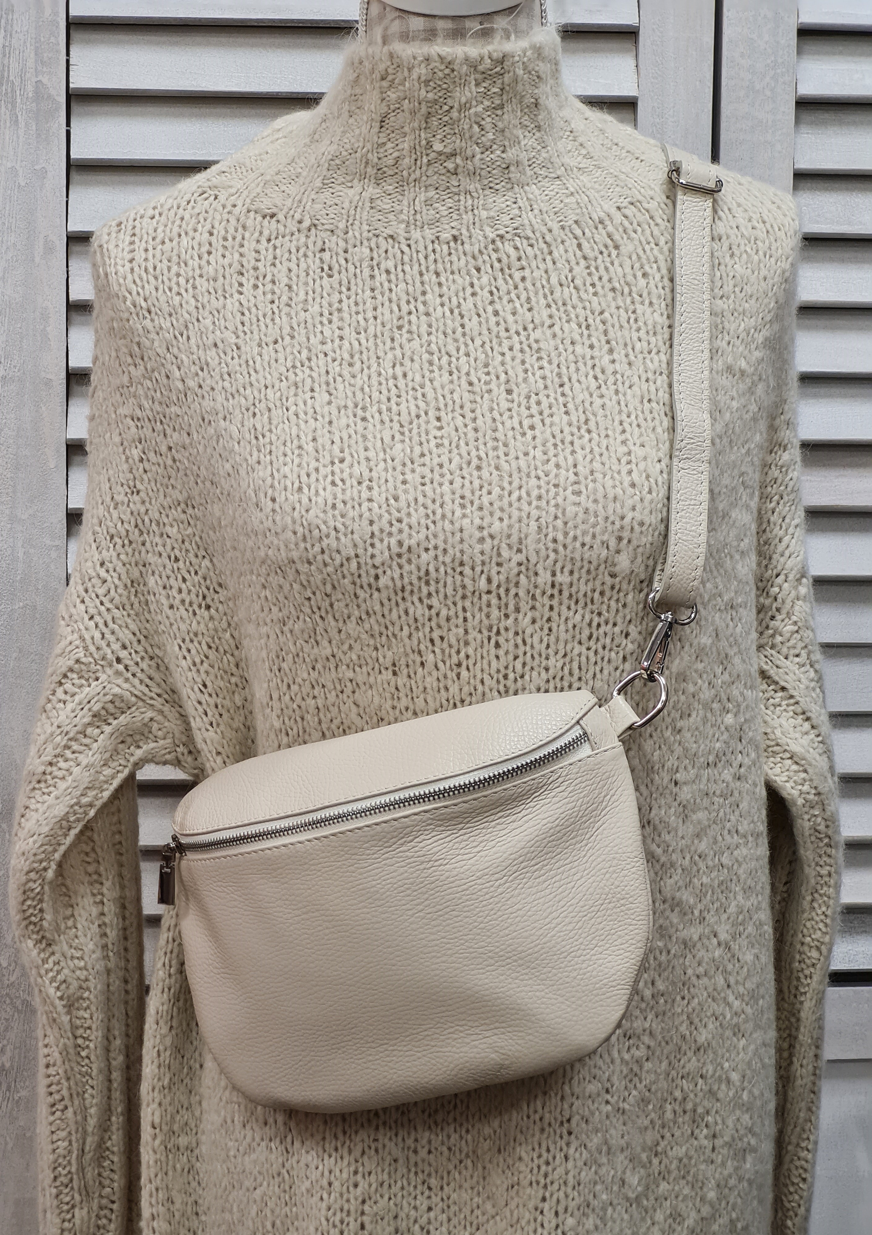 Bauchtasche "Creme" – Crossover – Ledertasche 