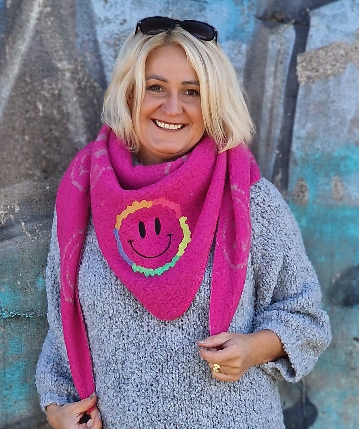 Damen Dreieckstuch "SMILE" – Dreiecksschal – Winterschal flauschig  