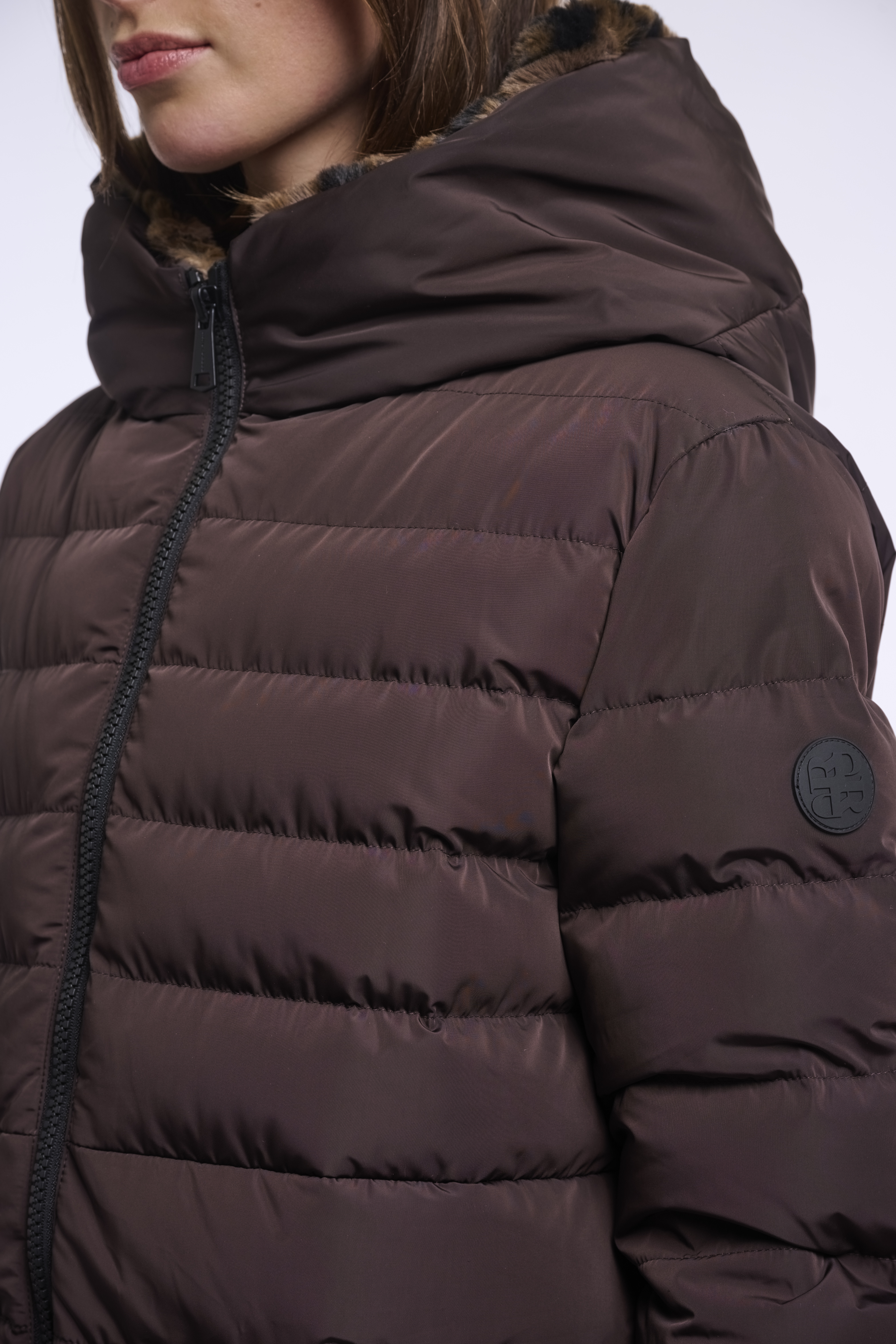 RINO & PELLE Winterjacke "Keila coat LEO brown leopard" – Kunstfell – Damenjacke – Wintermantel  braun 