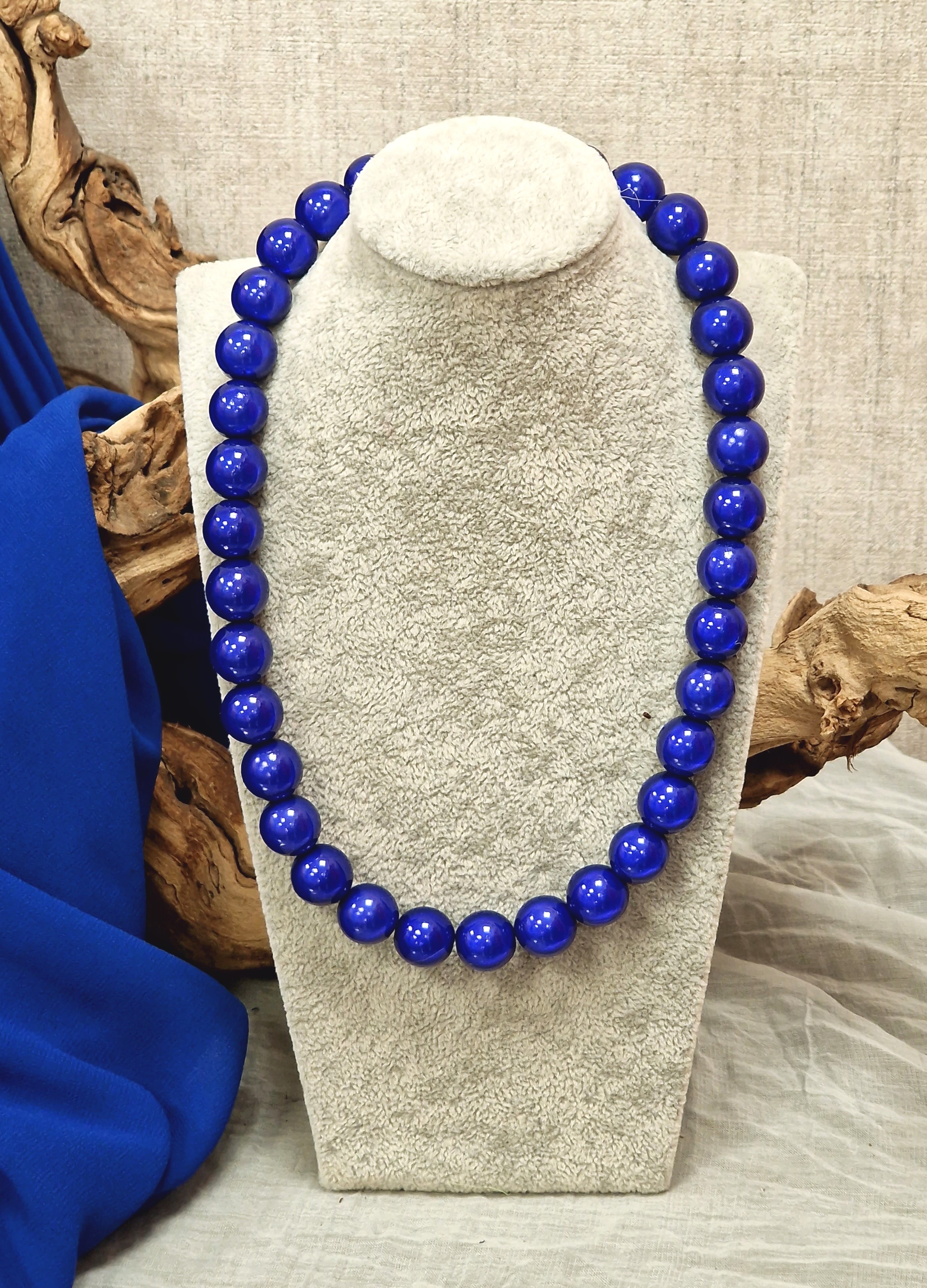 Magic Perlenkette 14mm – Miracle Beads – Halskette – Damenkette – Collier – Modeschmuck Kette in Königblau