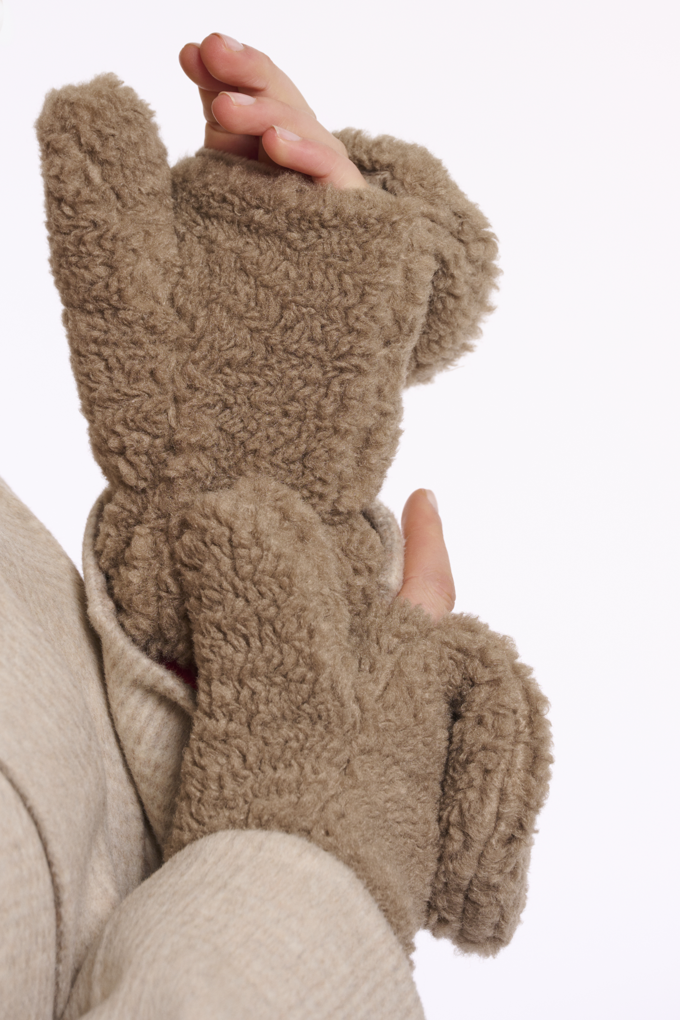 RINO & PELLE Teddy Fäustlinge mit Innenöffnung "Aleida" – Kunstfell – Handschuhe  