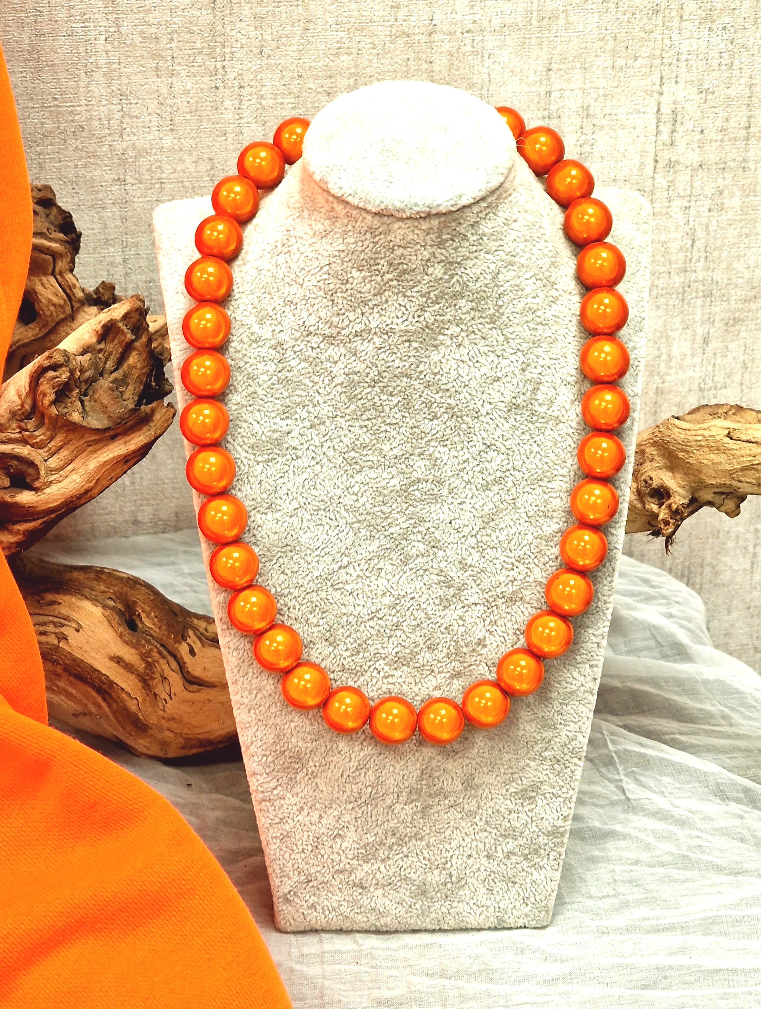 Magic Perlenkette 14mm – Miracle Beads – Halskette – Damenkette – Collier – Modeschmuck Kette in Orange