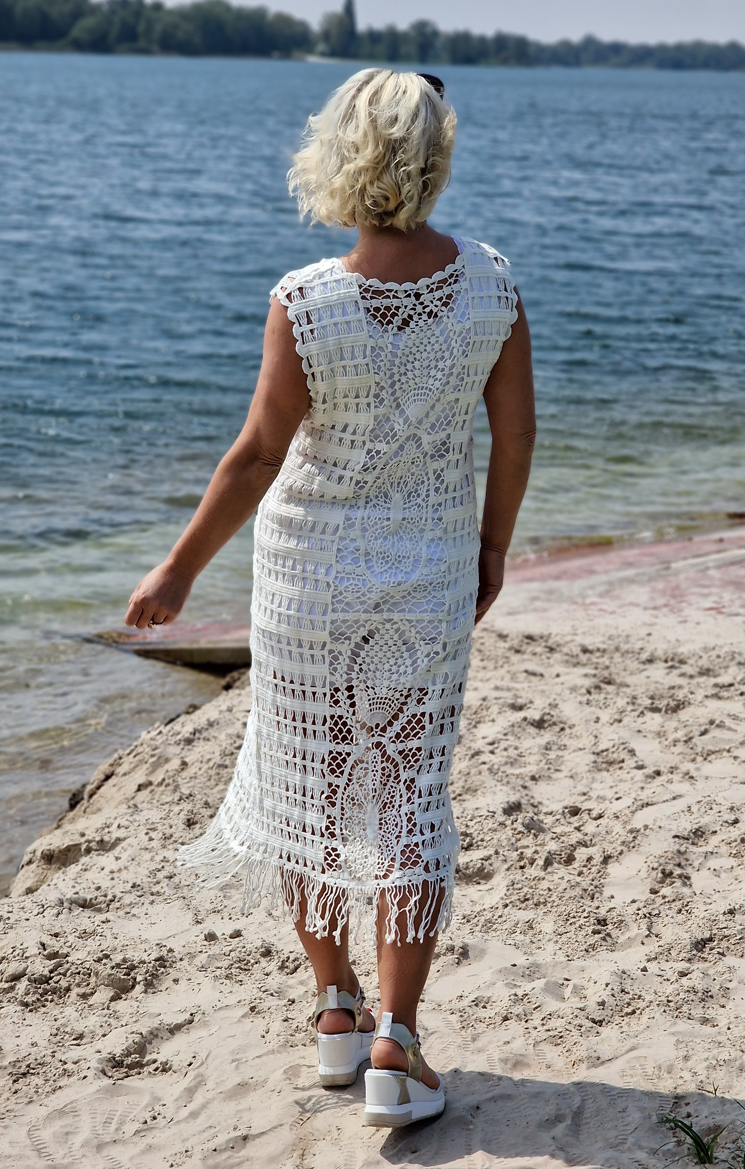Strandüberwurf – Tuikakleid aus Häkelspitze – Badeanzug-Deckung, Boho Style – Ibiza Look Tunika