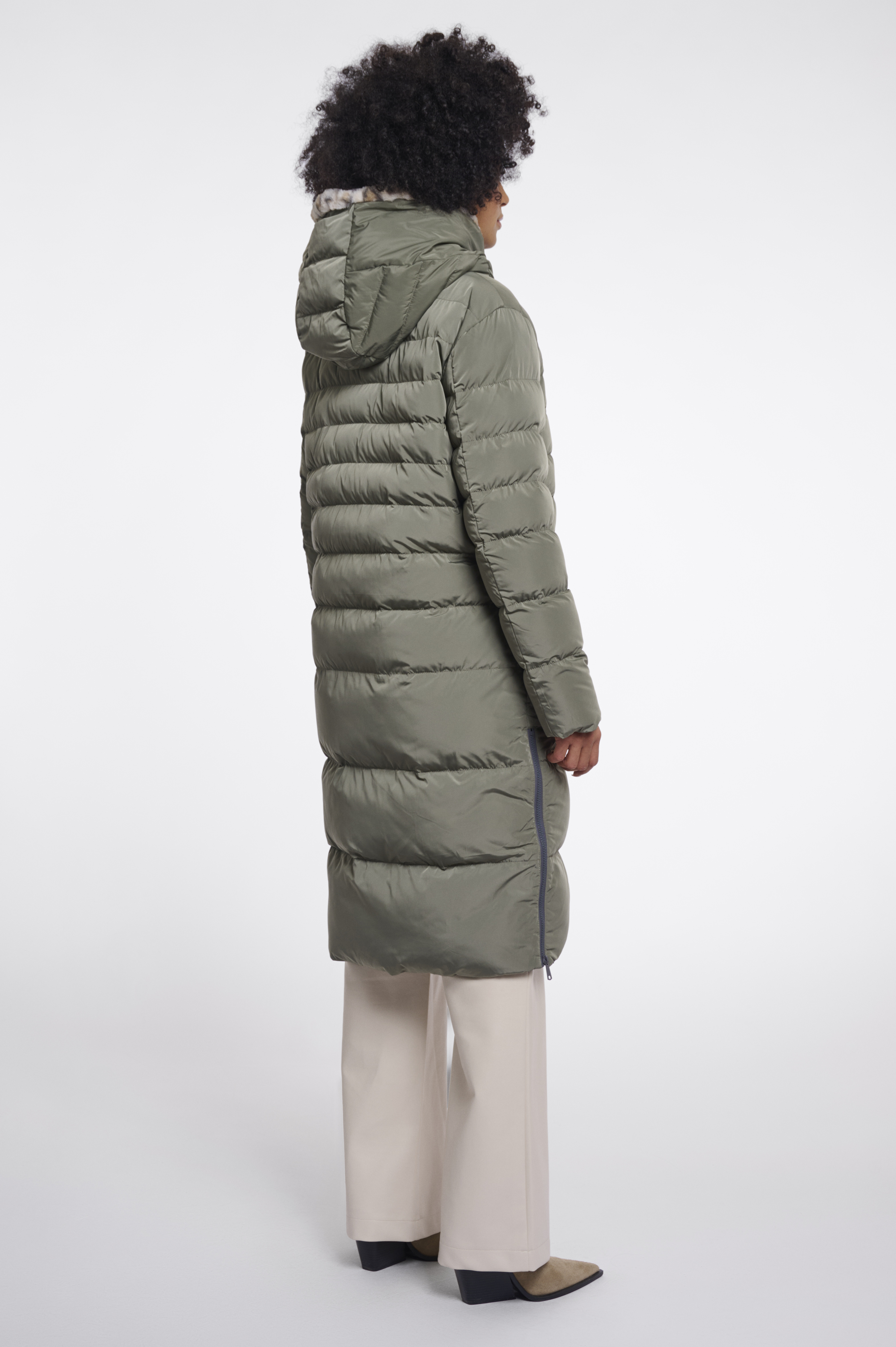 RINO & PELLE Winterjacke "Misty basil light leopard" – Kunstfell – Damenjacke – Wintermantel  Mint Leo