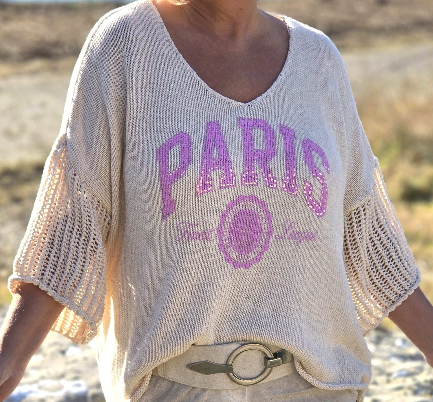 Druck Pullover  "Paris" – weicher Druck Pulli – leichter Damenpullover – Made in Italy