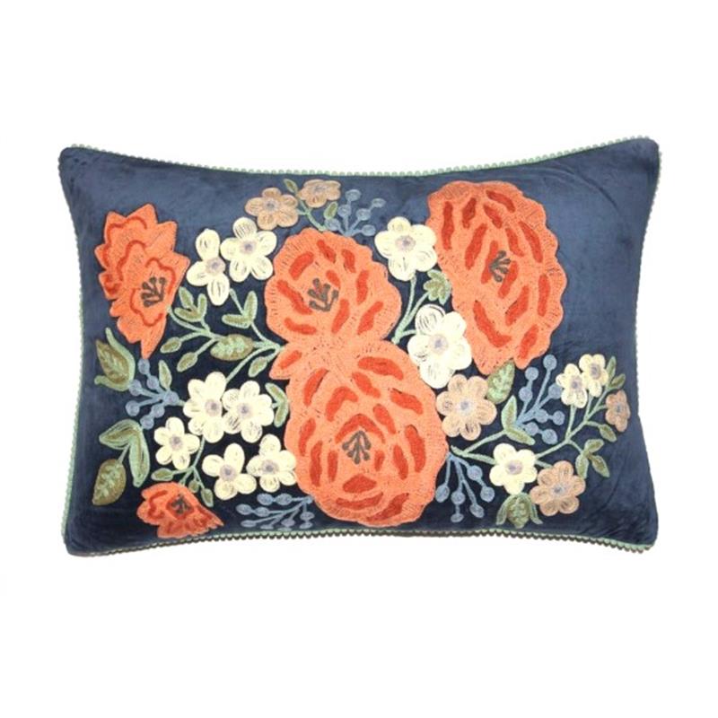 ONLY NATURAL KISSEN – Samt Blumenkissen – T17-C4060-24-BL – "BLAU"  