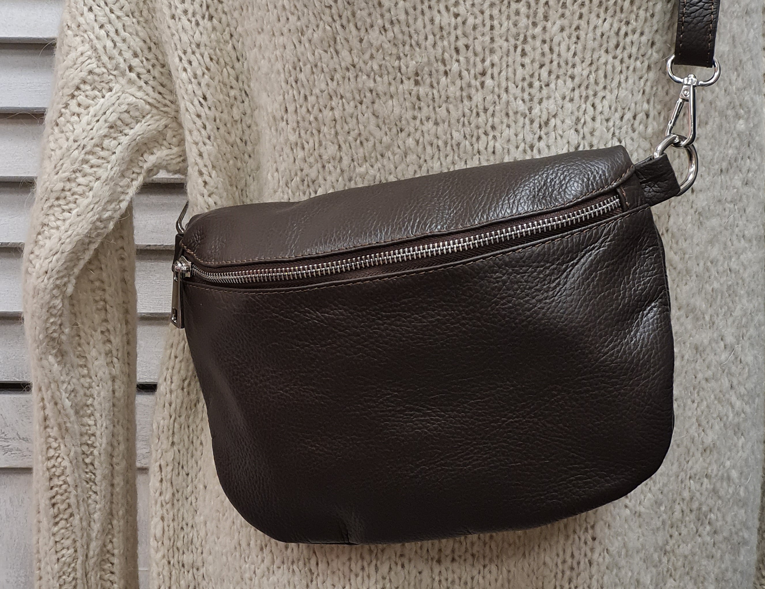 Bauchtasche "Dunkelbraun" – Crossover – Ledertasche