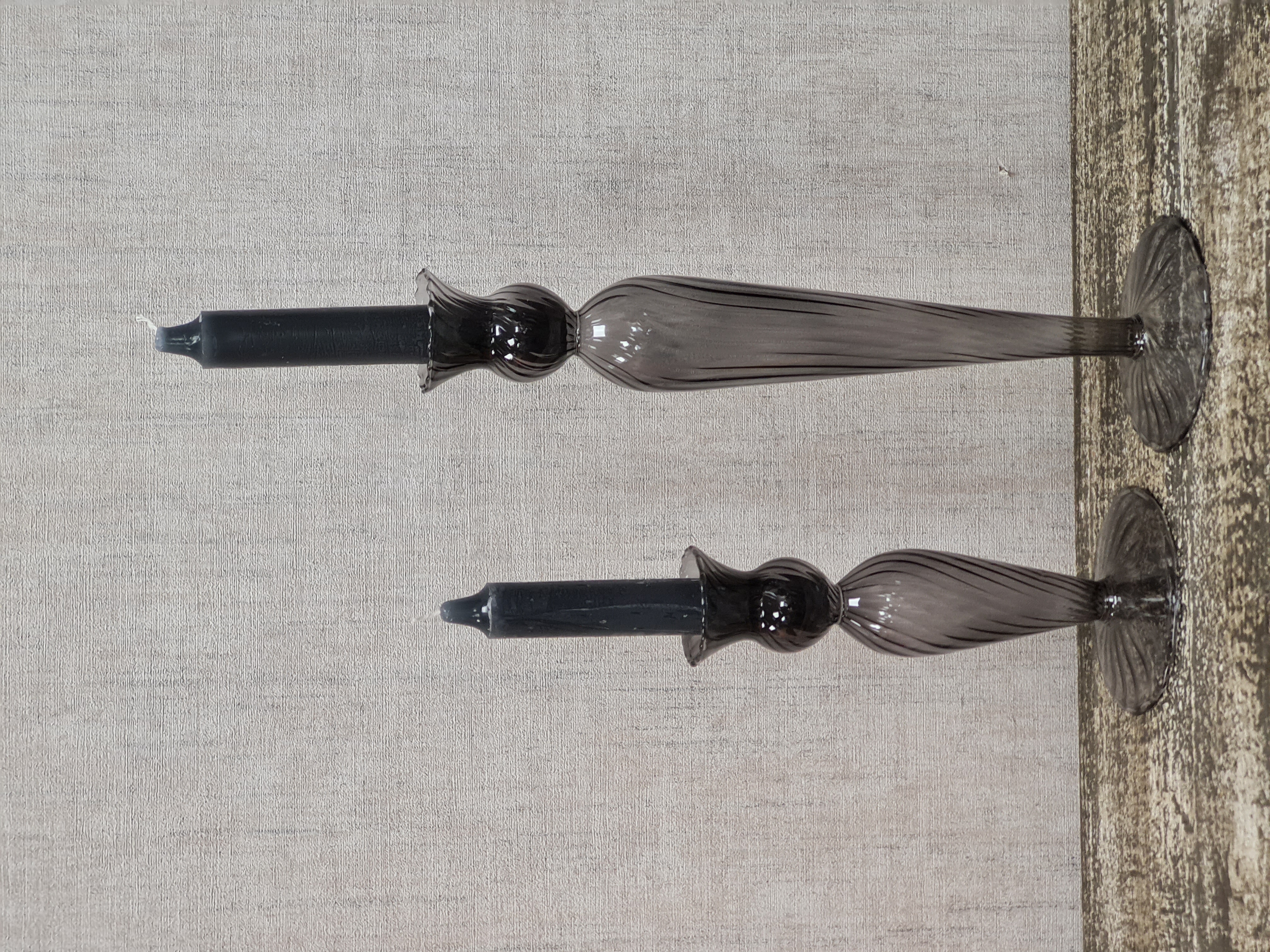 Kerzenhalter – Stabkerzenhalter – Kerzenständer Glas Anthrazit– "Emi"  