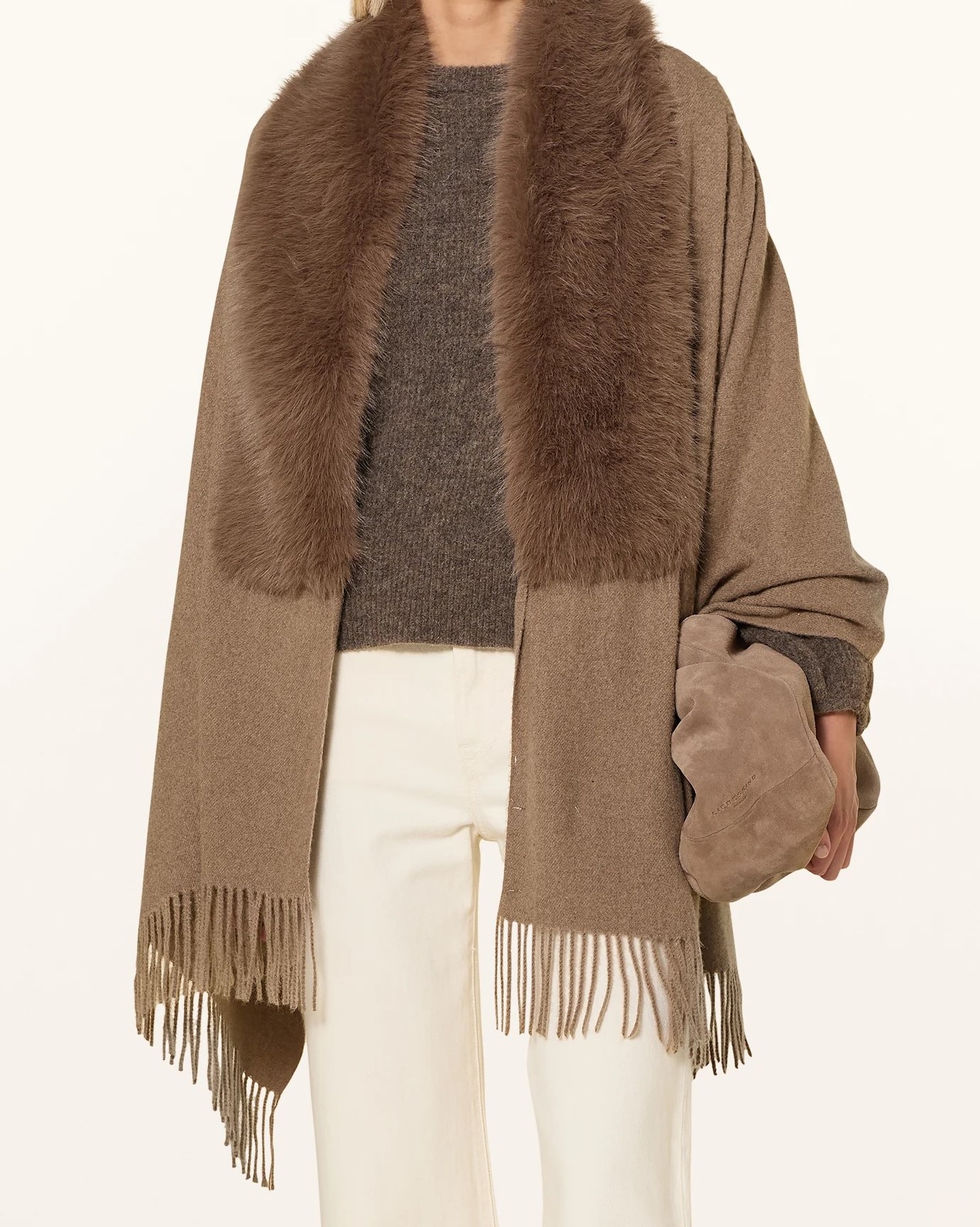 RINO & PELLE "Wendy" Schal mit Kunstpelz – Winterschal – Poncho