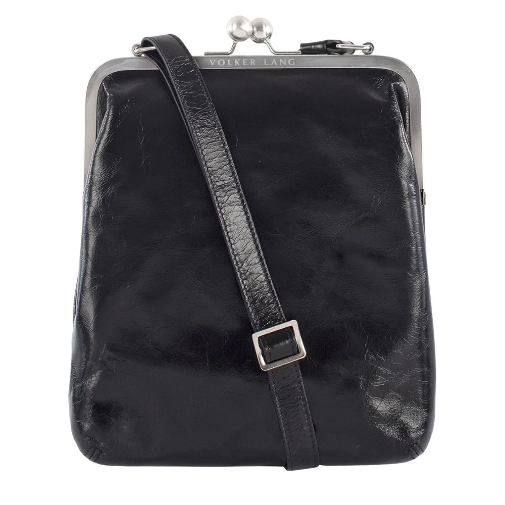 Volker Lang "BT2 Lola Black - Vintage – Schwarz – Ledertasche  – Umhängetasche