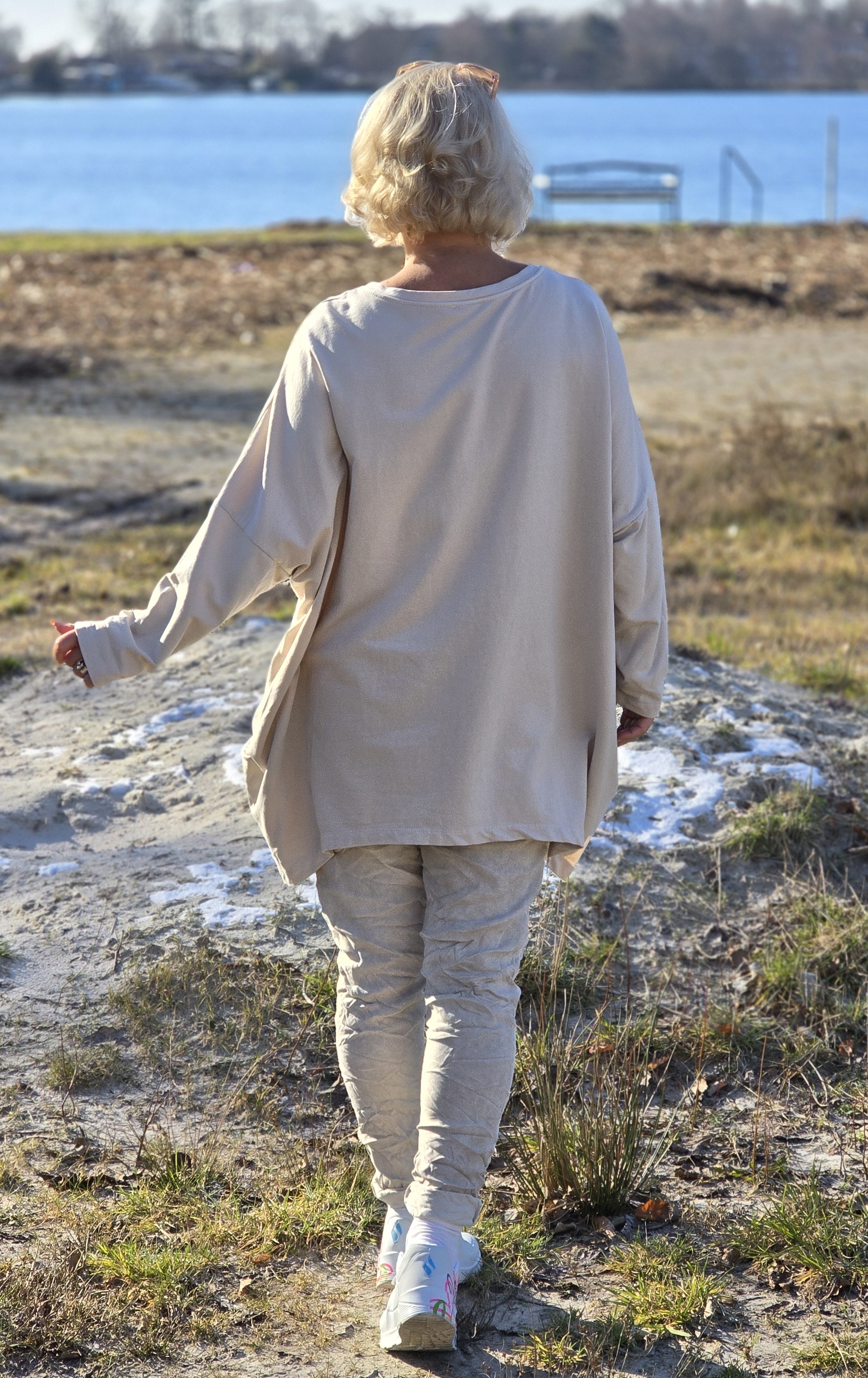 lange Sweatshirt "silberne Muster" – oversized Pulli  – Damenpullover  – Made in Italy