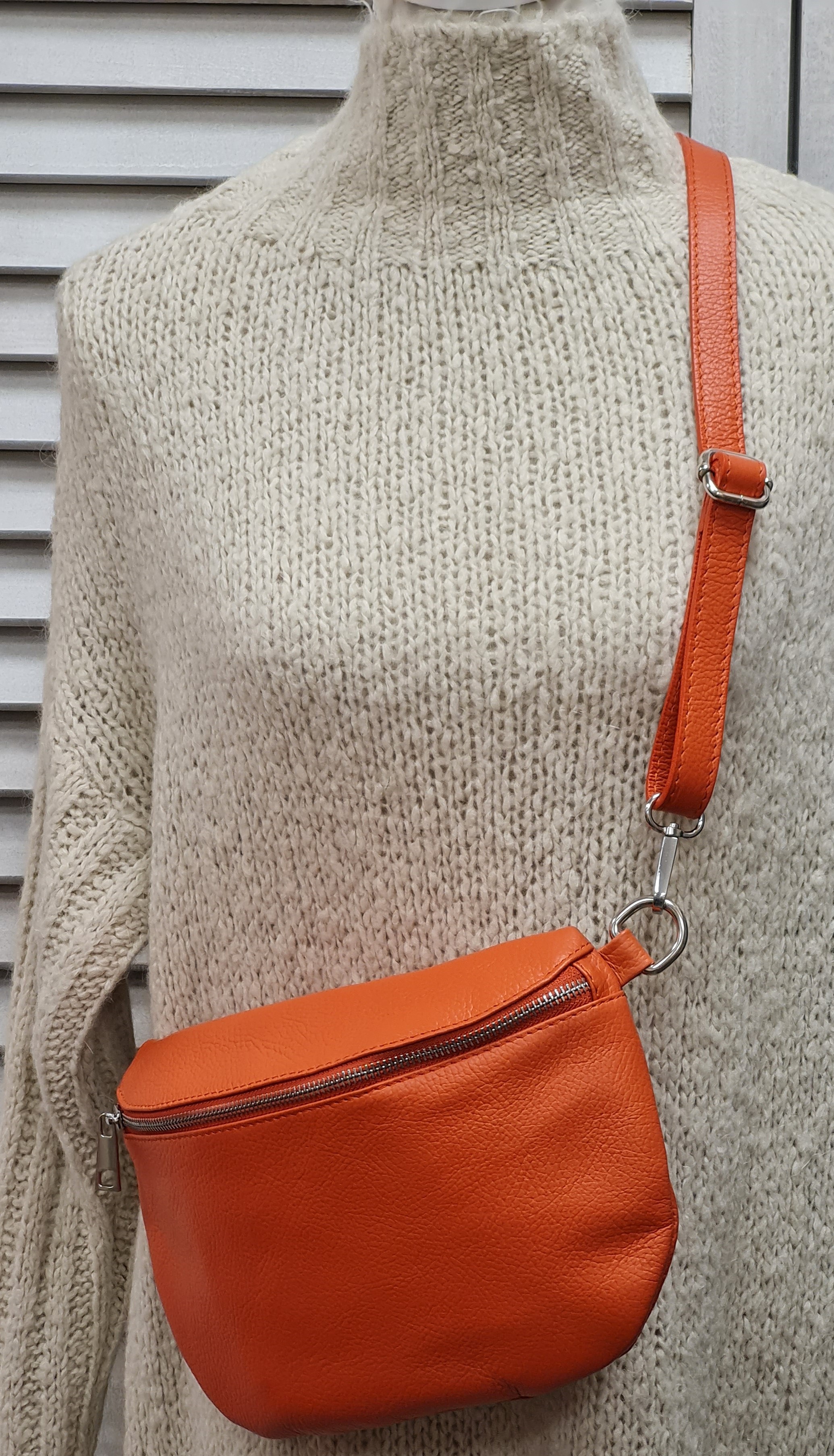 Bauchtasche "Dunkelorange" – Crossover – Ledertasche 
