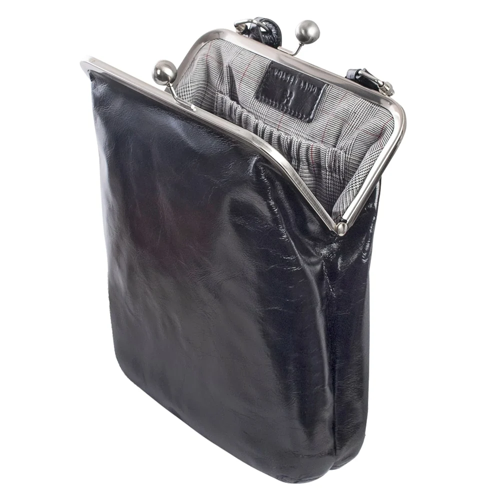 Volker Lang "BT2 Lola Black - Vintage – Schwarz – Ledertasche  – Umhängetasche