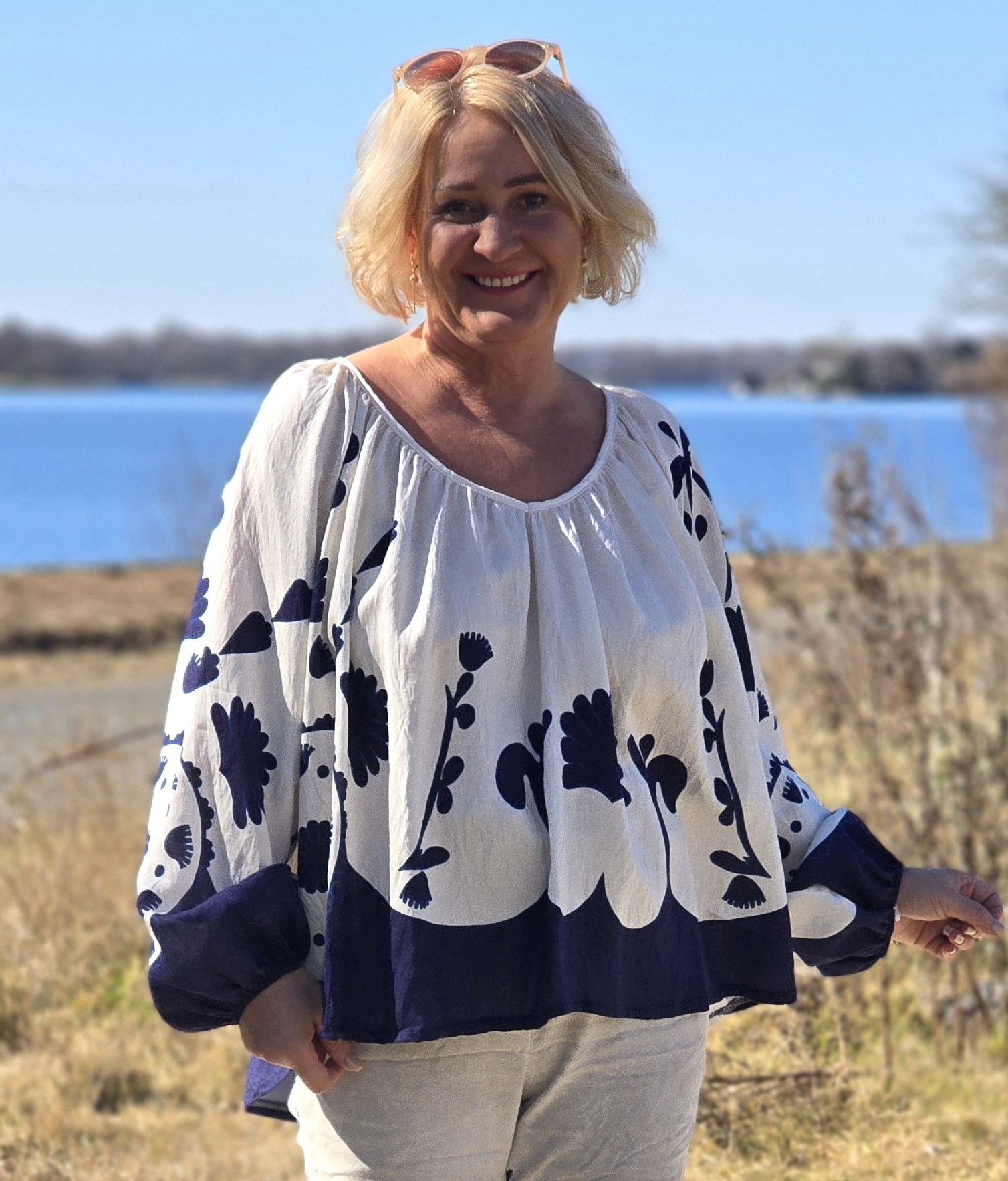 florale Damenbluse  – Sommerbluse – "Blumenmuster"  Made in Italy