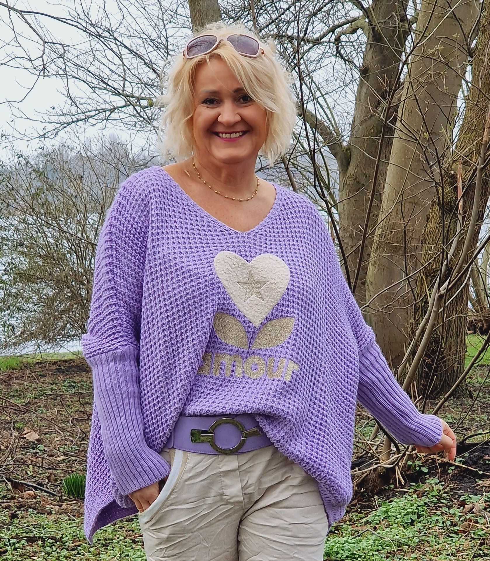  Pullover  "Amour & Herz" – weicher grobgestrickte Pulli – Damenpullover