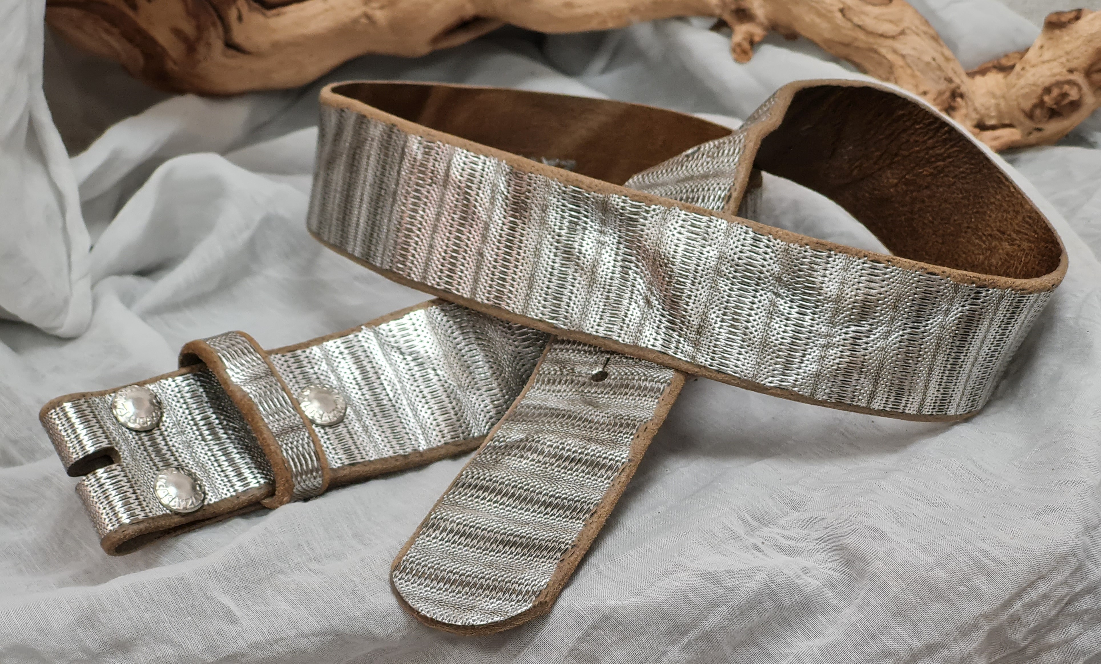 LUCA KAYZ "Venezia taupe silber" Gürtel mit Wechselsystem – Ledergürtel – Damengürtel
