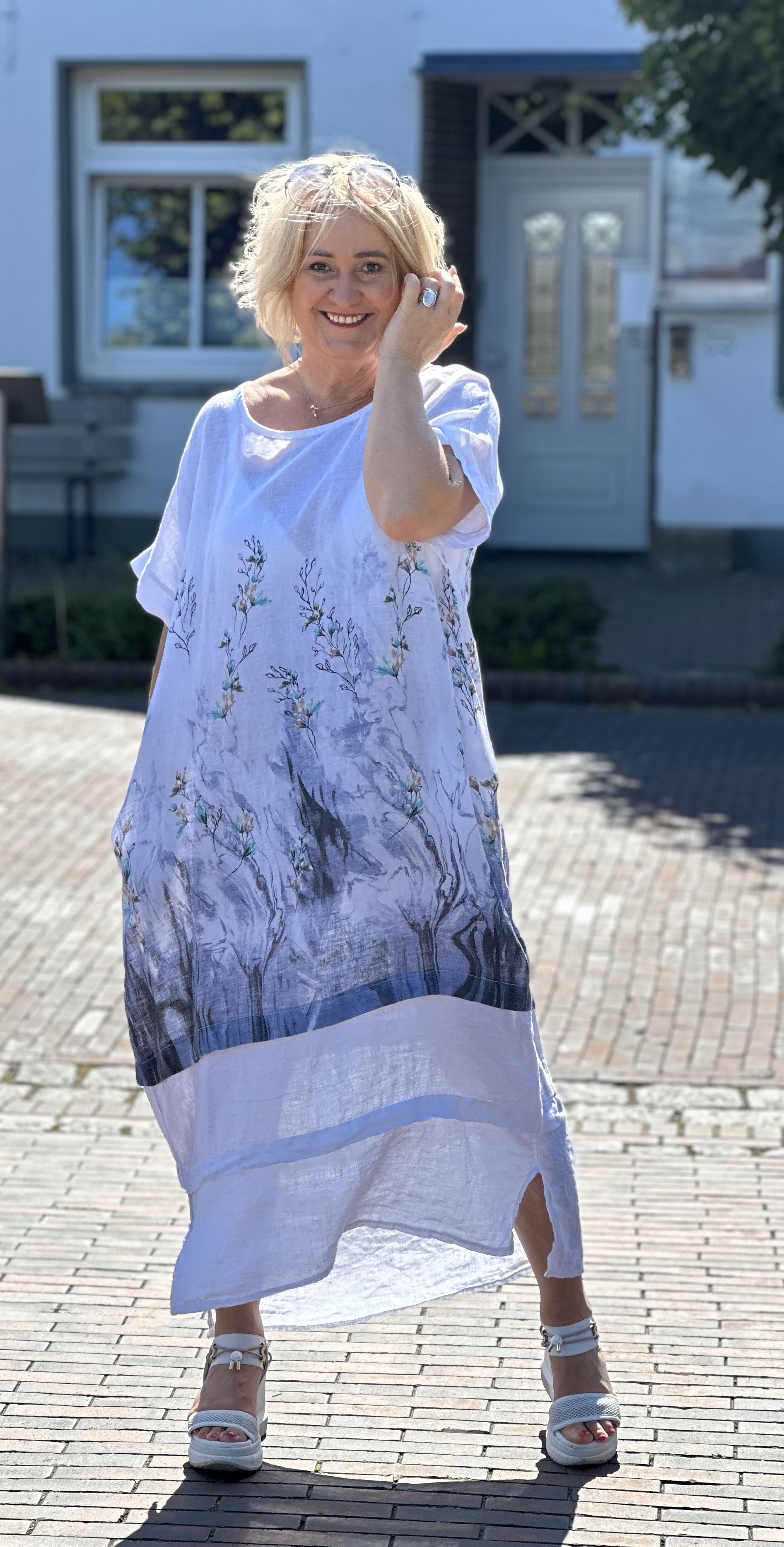 Leinen Maxikleid  „Blumenwiese“ – Printkleid – Maxikleid – Sommerkleid – Druckkleid 