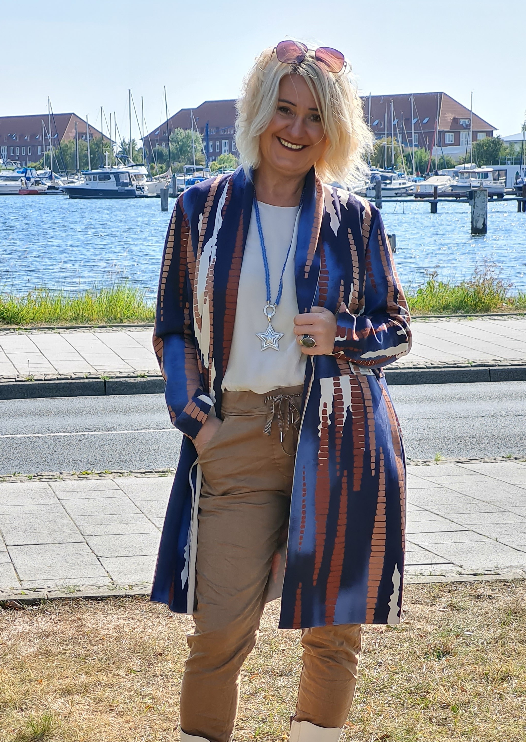 Blazer in Wildlederoptik – Longblazer Lederimitat – Lange Blazer Veloursqualität "Ina"