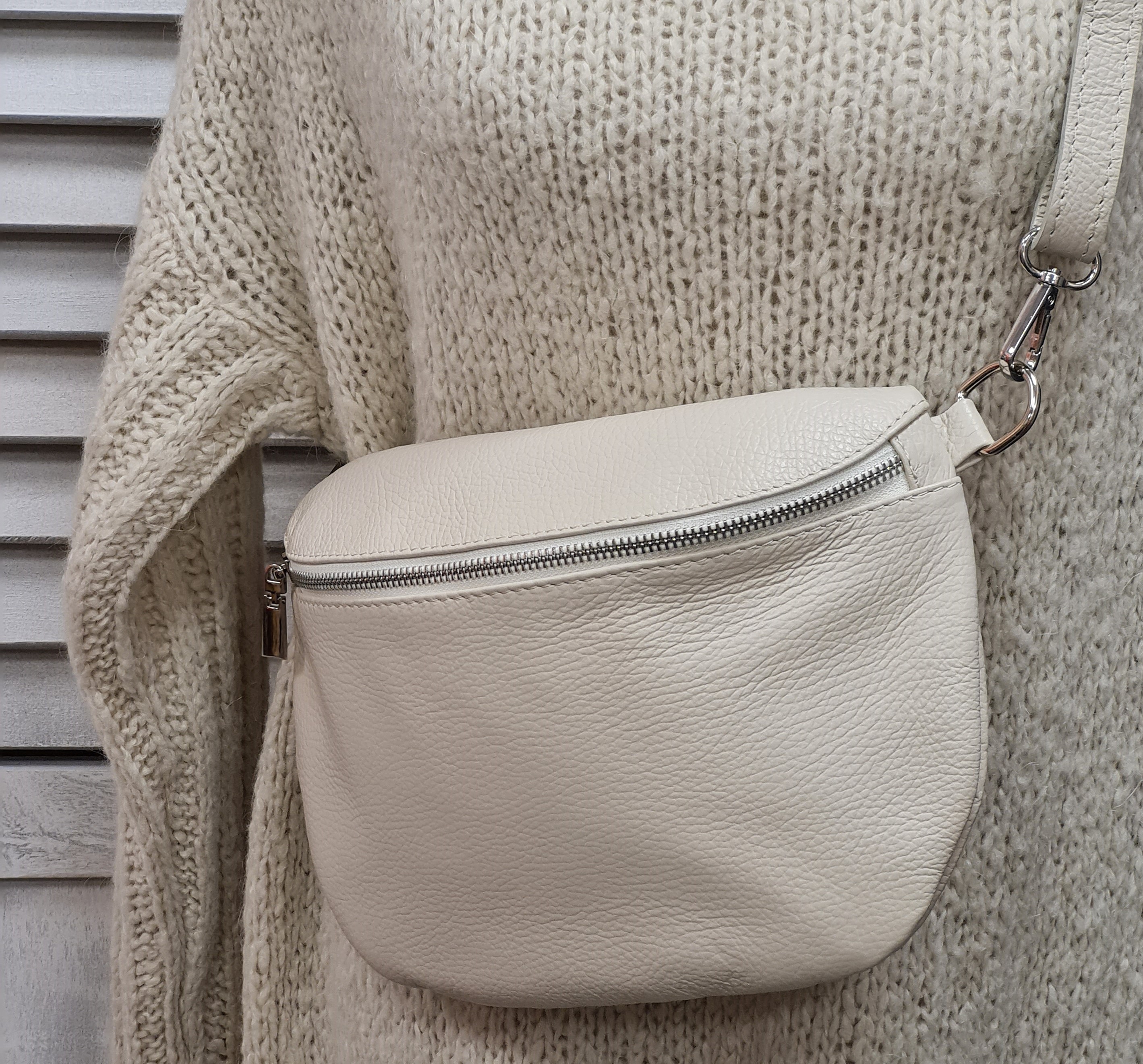 Bauchtasche "Creme" – Crossover – Ledertasche 