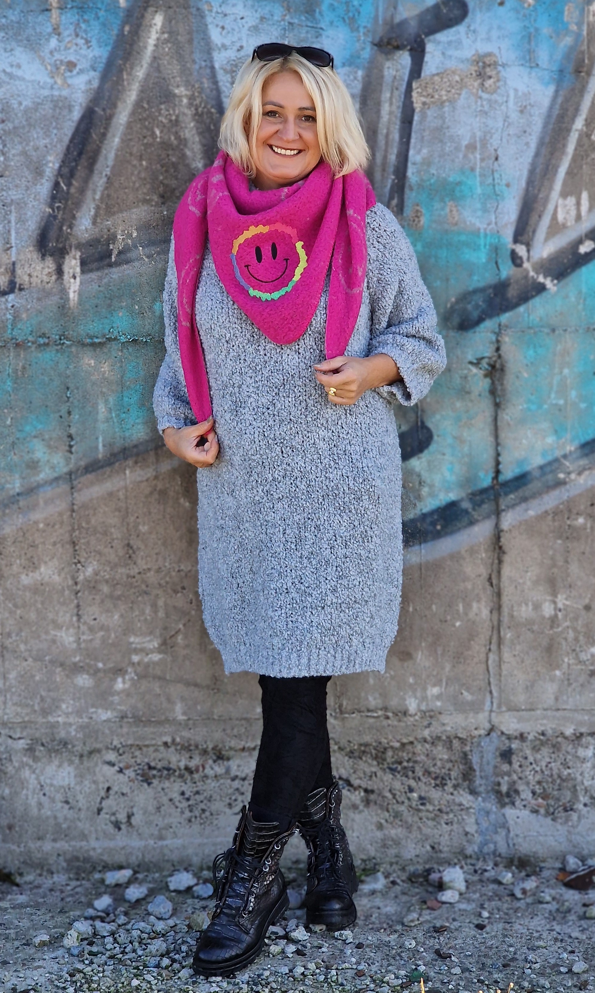 Damen Dreieckstuch "SMILE" – Dreiecksschal – Winterschal flauschig  