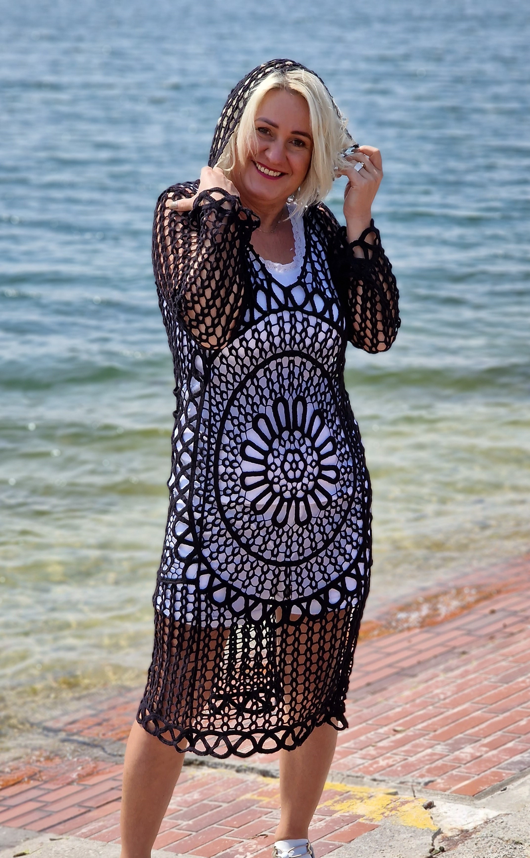 Strandüberwurf – Tuikakleid aus Häkelspitze – Badeanzug-Deckung, Boho Style – Ibiza Look Tunika