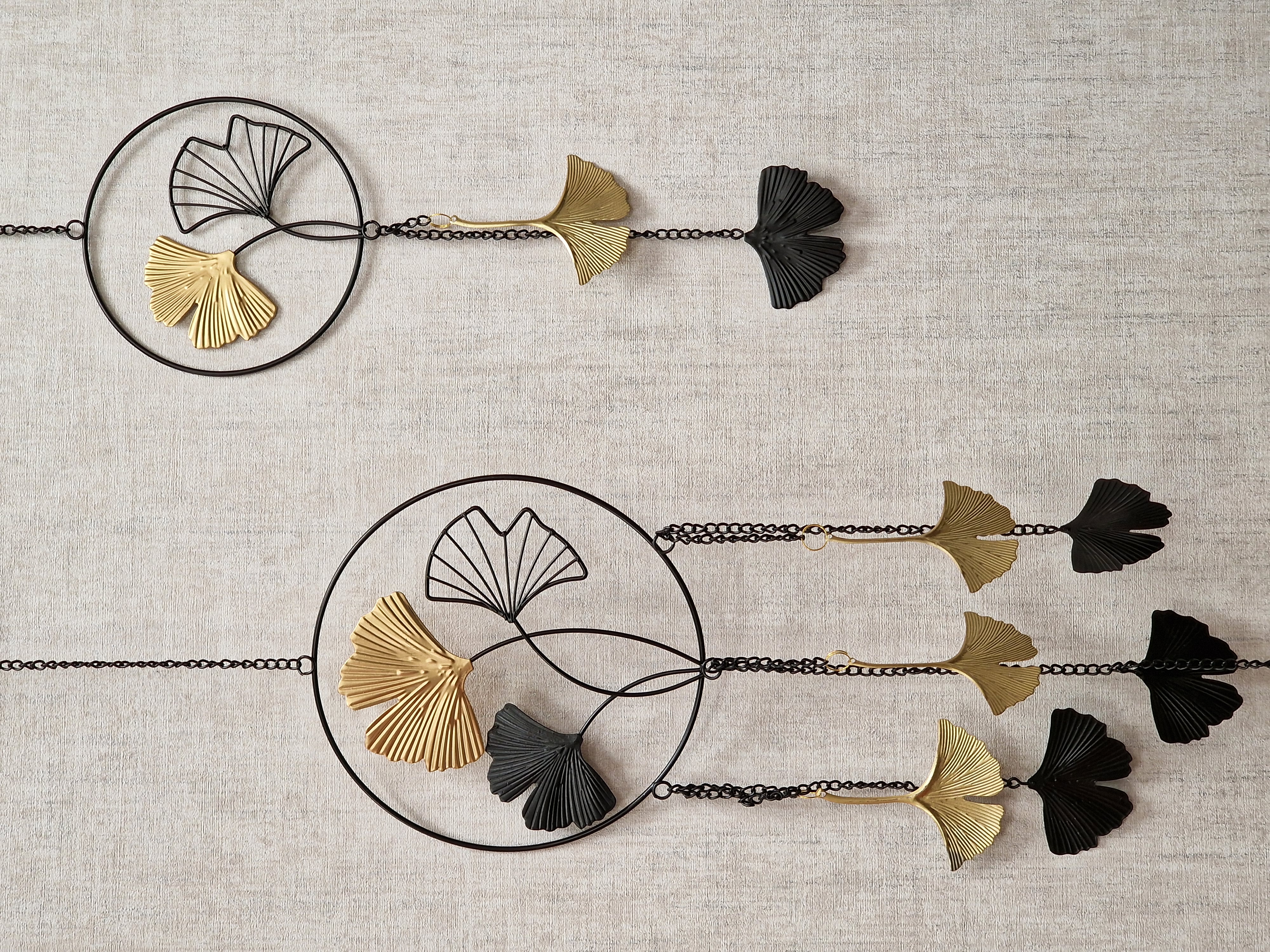 Fensterdeko Gingko– Hänger „Gingko Blätter Schwarz Gold“ 