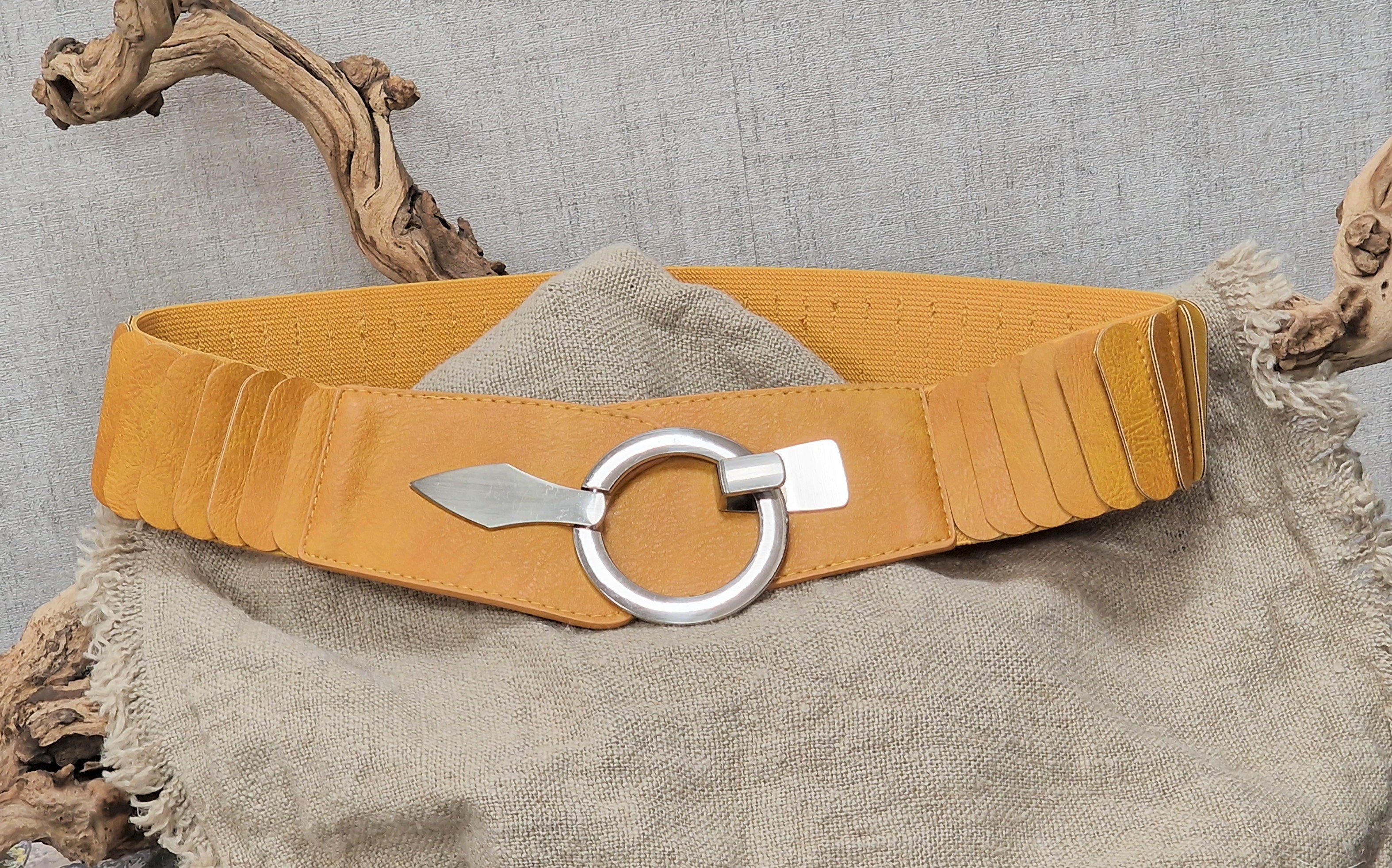Stretchgürtel-Gummigürtel mit silberner Ring-Schließe – Taillengürtel – Hüftgürtel