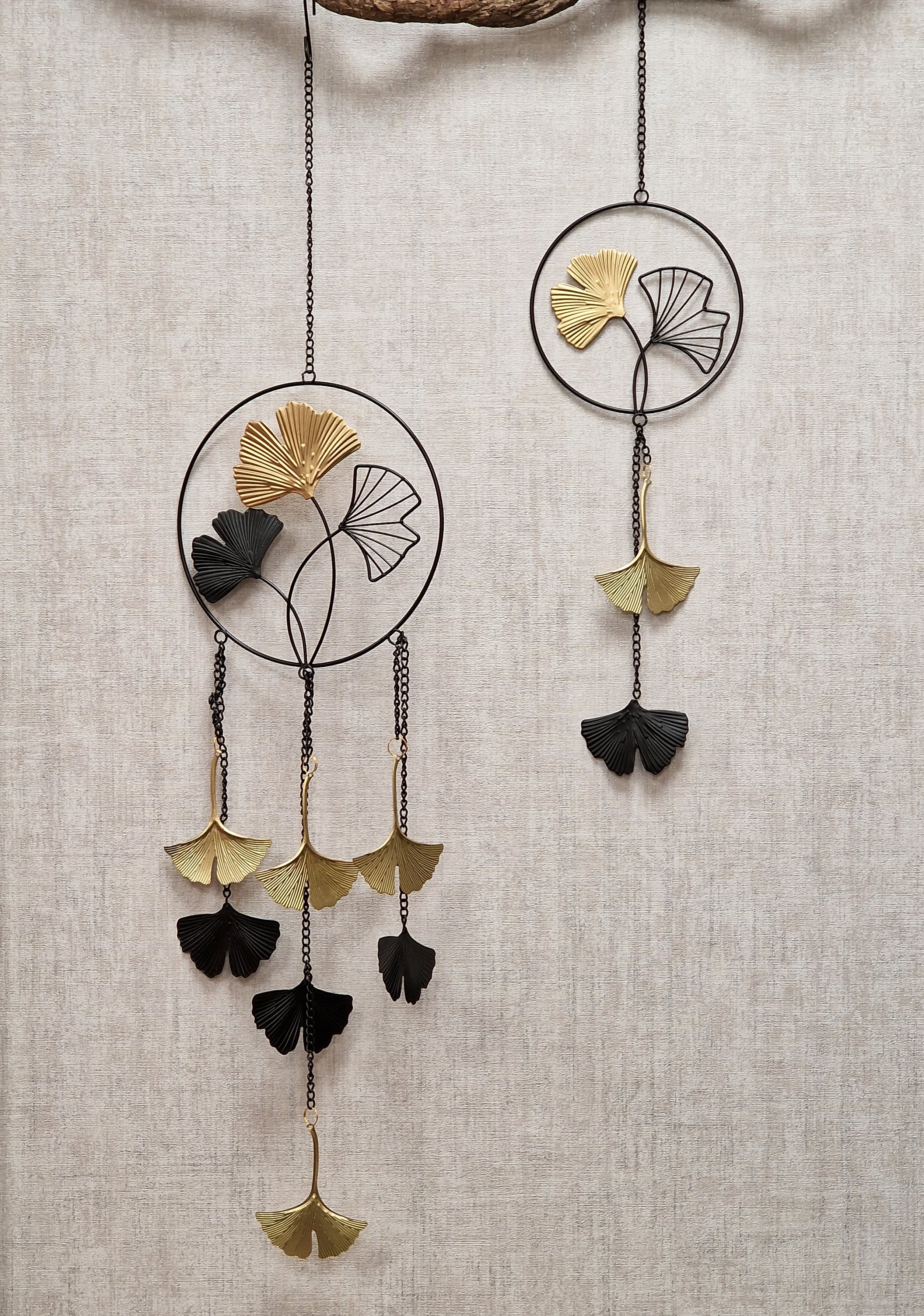 Fensterdeko Gingko– Hänger „Gingko Blätter Schwarz Gold“ 