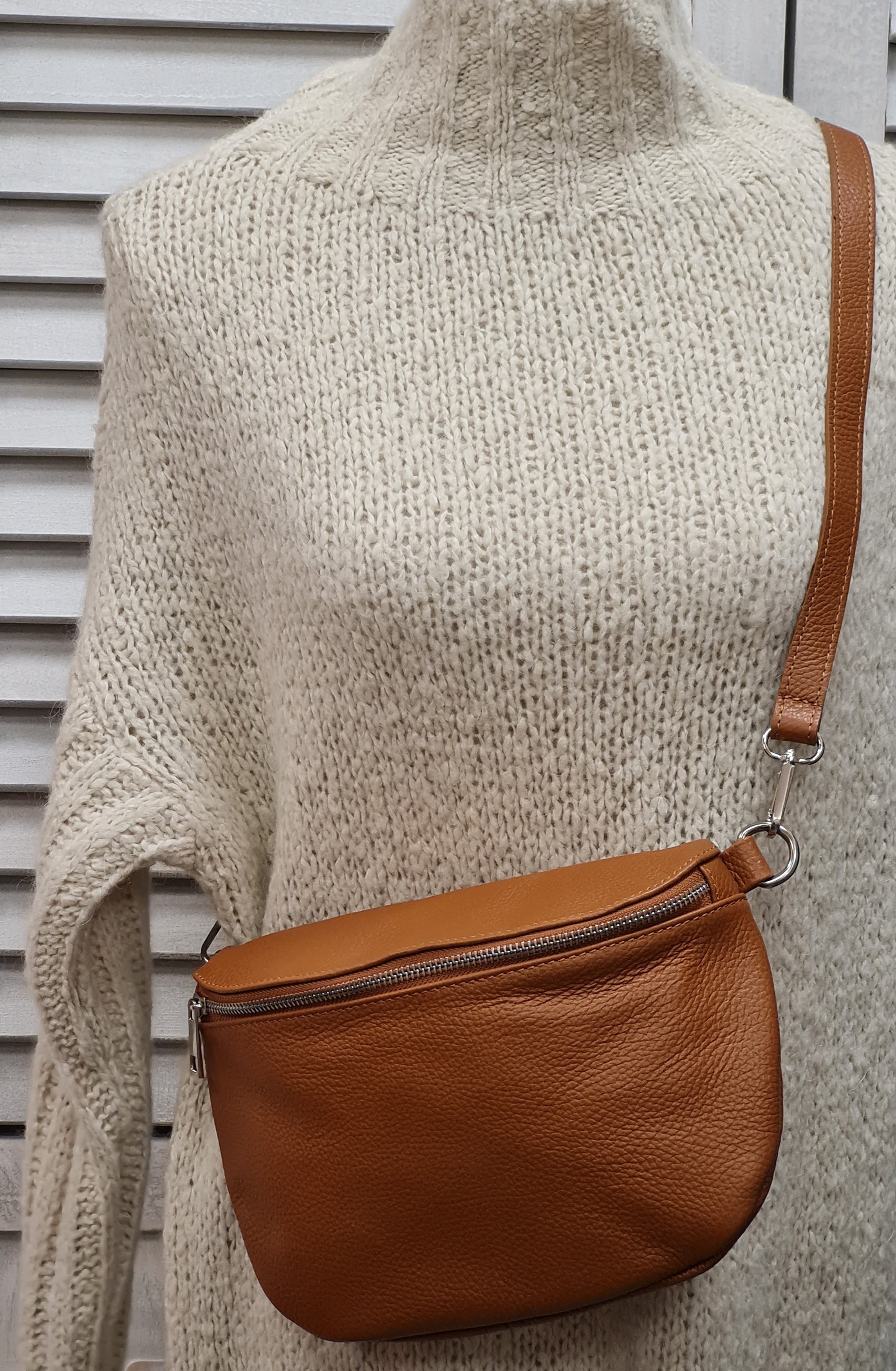 Bauchtasche "Rostbraun" – Crossover – Ledertasche