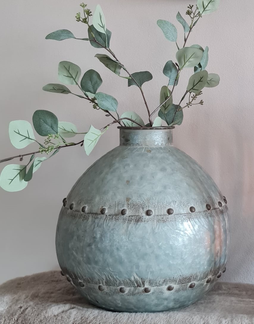 Vase Industriell-Stil – Zink-Vase Antikoptik – Tischvase Blech