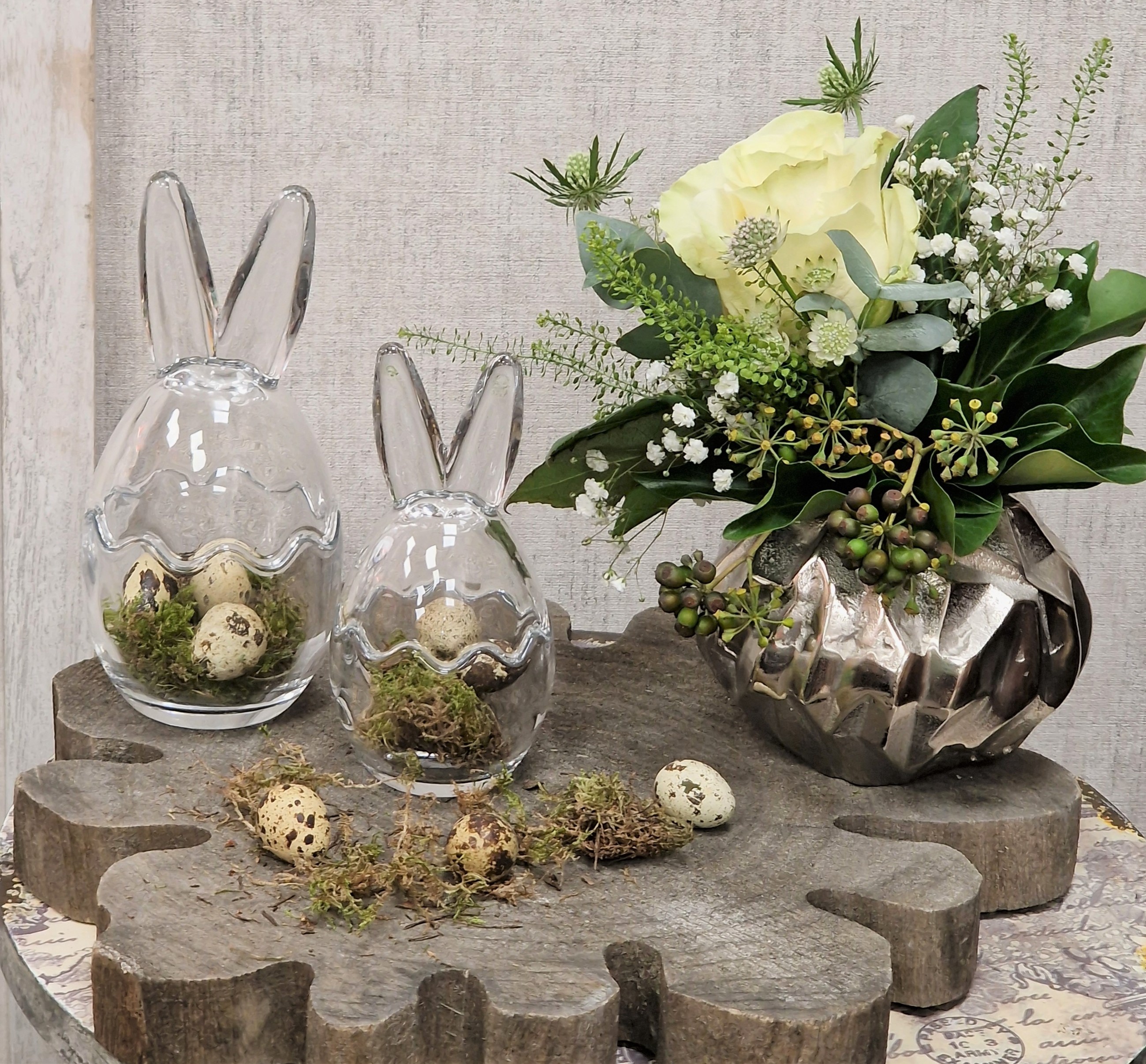 Kaninchen Glasglocke – Osterei – Osterdeko 