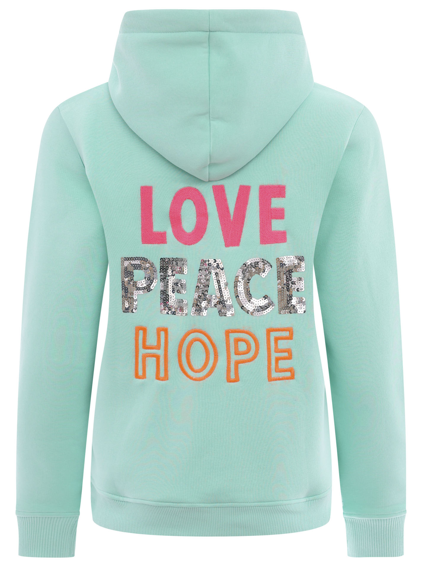 Zwillingsherz Hoodiejacke BW Paillette "Love, Peace, Hope" – Hoody – Sweatshirt 