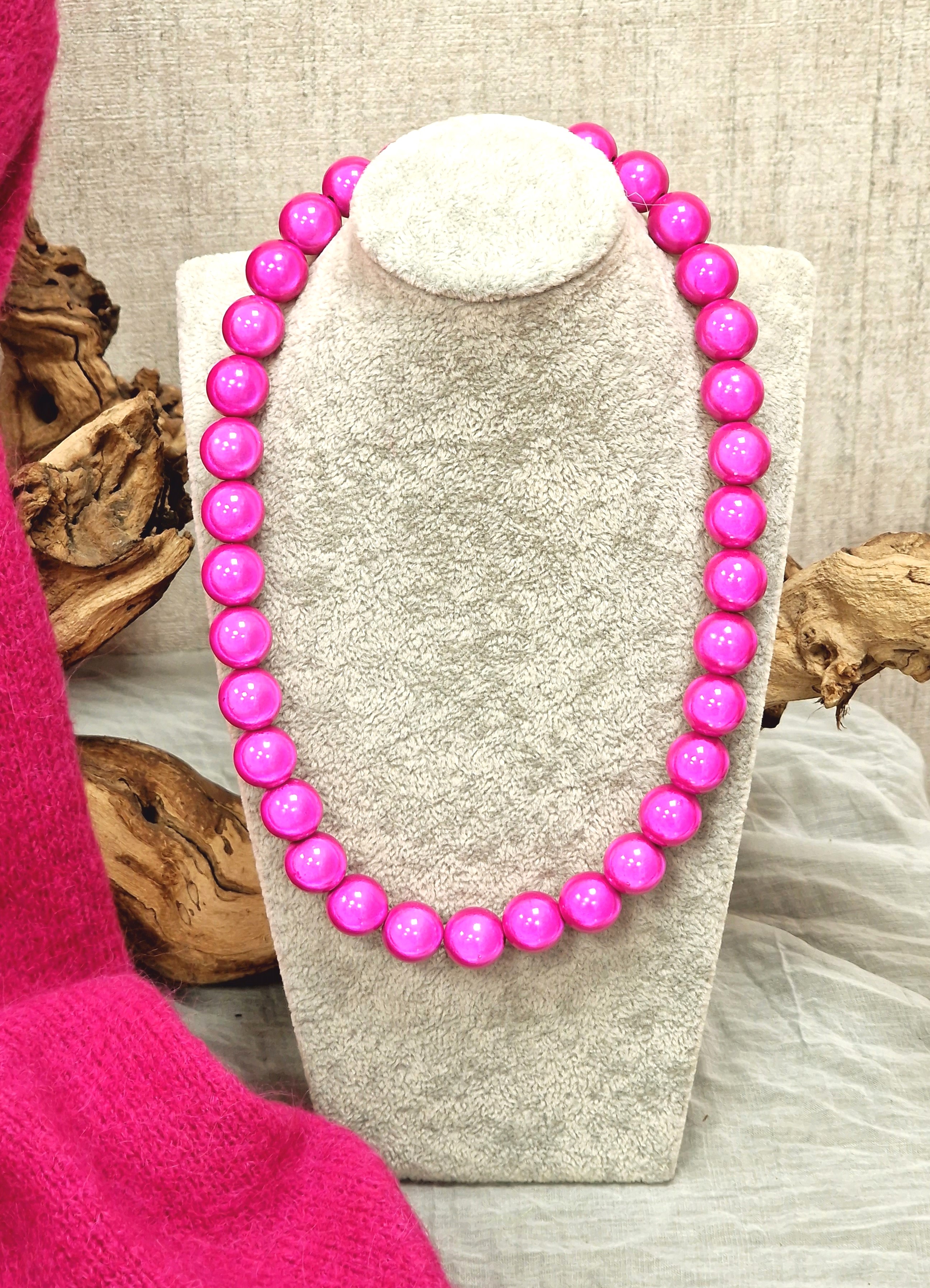 Magic Perlenkette 14mm – Miracle Beads – Halskette – Damenkette – Collier – Modeschmuck Kette in Pink