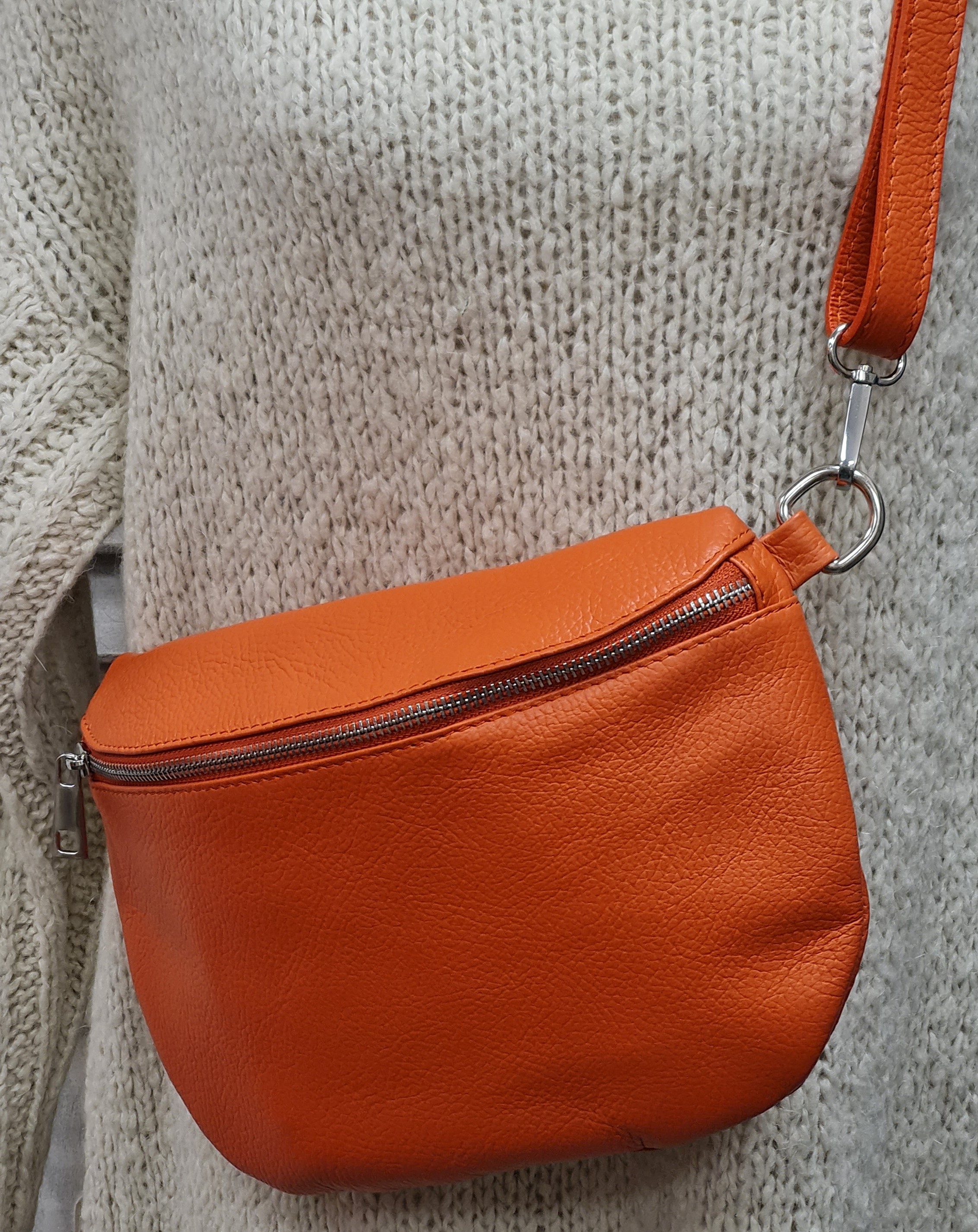 Bauchtasche "Dunkelorange" – Crossover – Ledertasche 