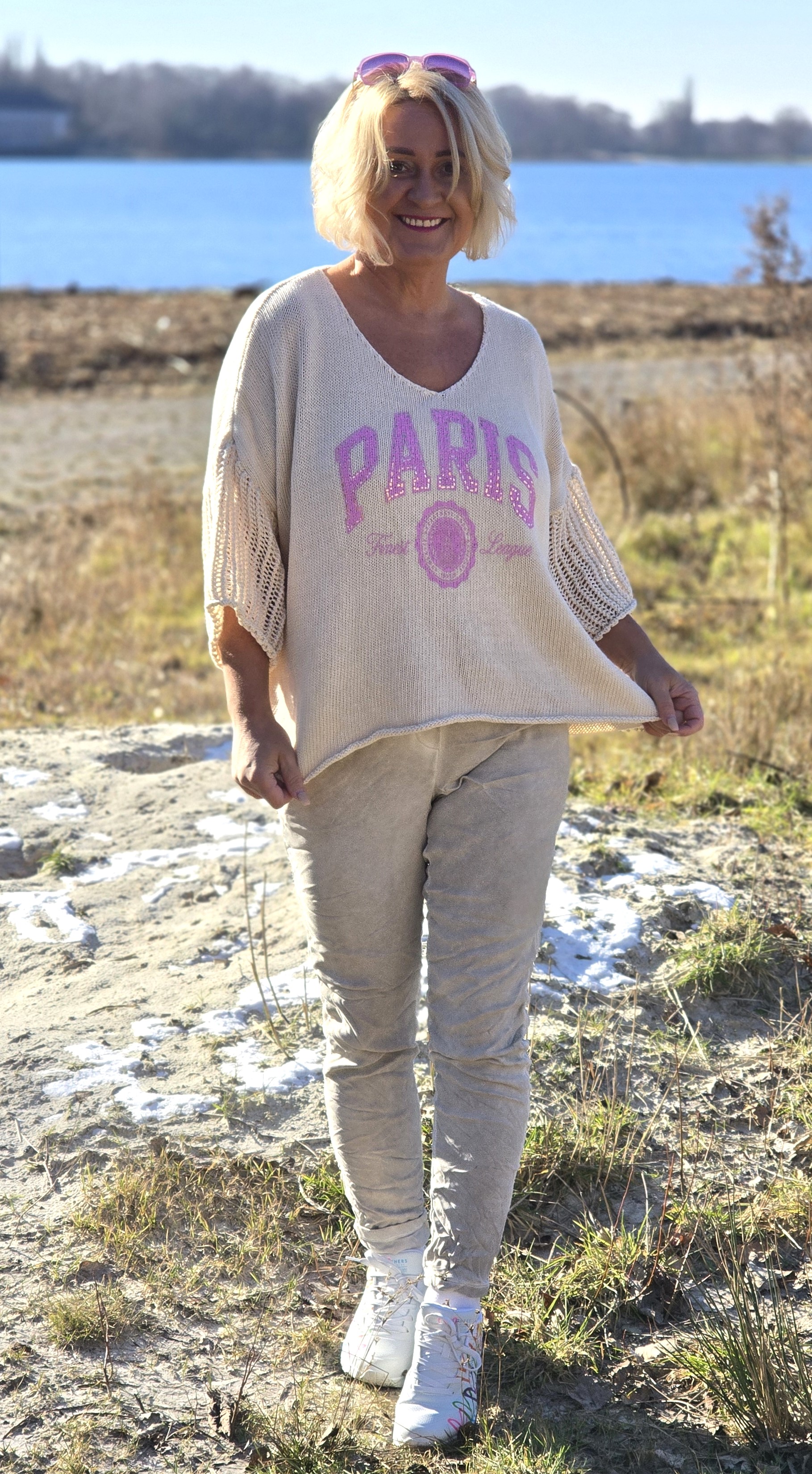 Druck Pullover  "Paris" – weicher Druck Pulli – leichter Damenpullover – Made in Italy