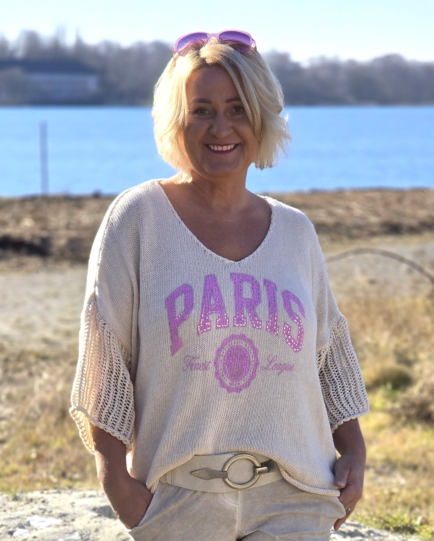 Druck Pullover  "Paris" – weicher Druck Pulli – leichter Damenpullover – Made in Italy