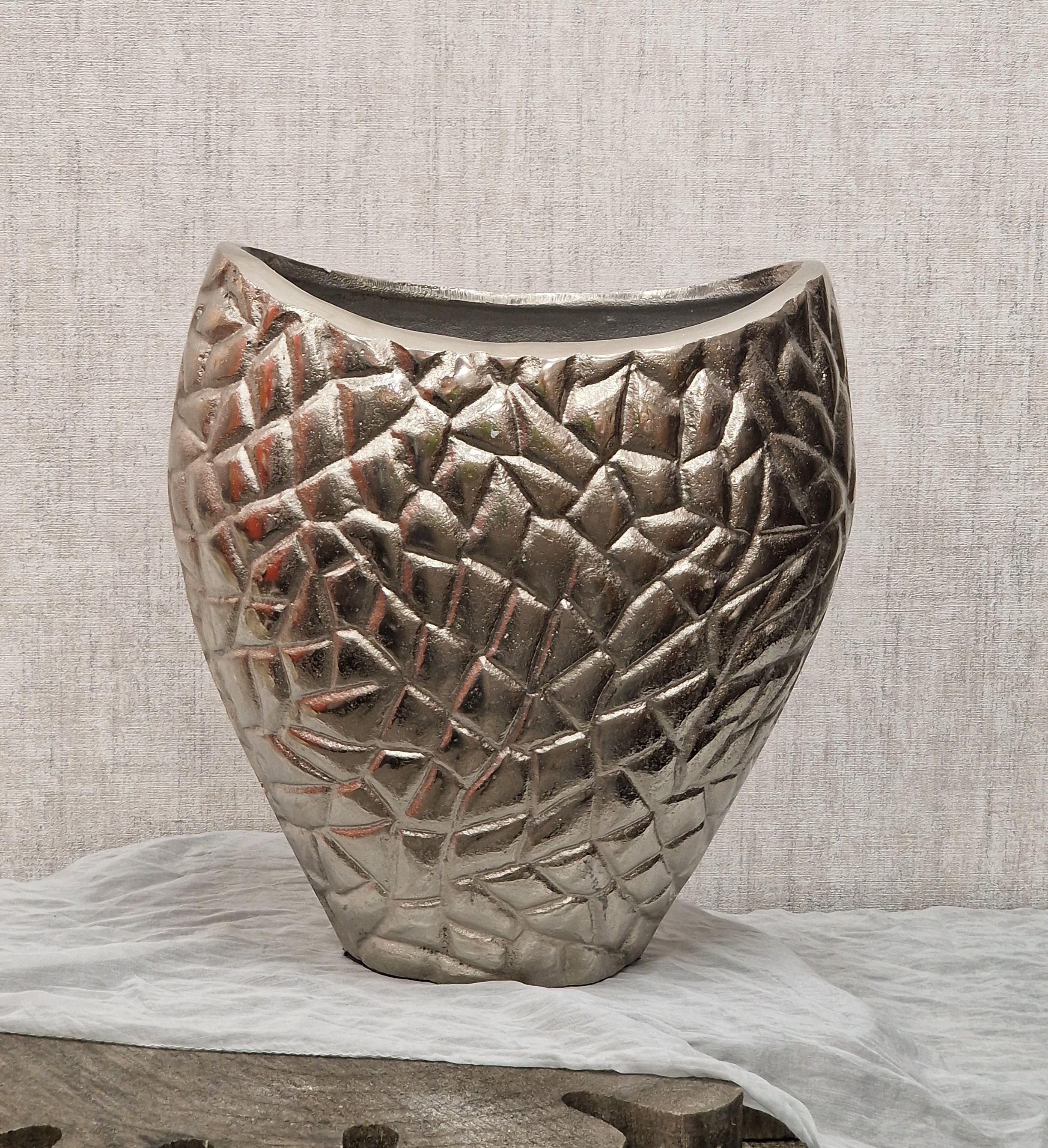 silberne Vase oval – Moderne Vase "Alice" – Alu/Nickel  