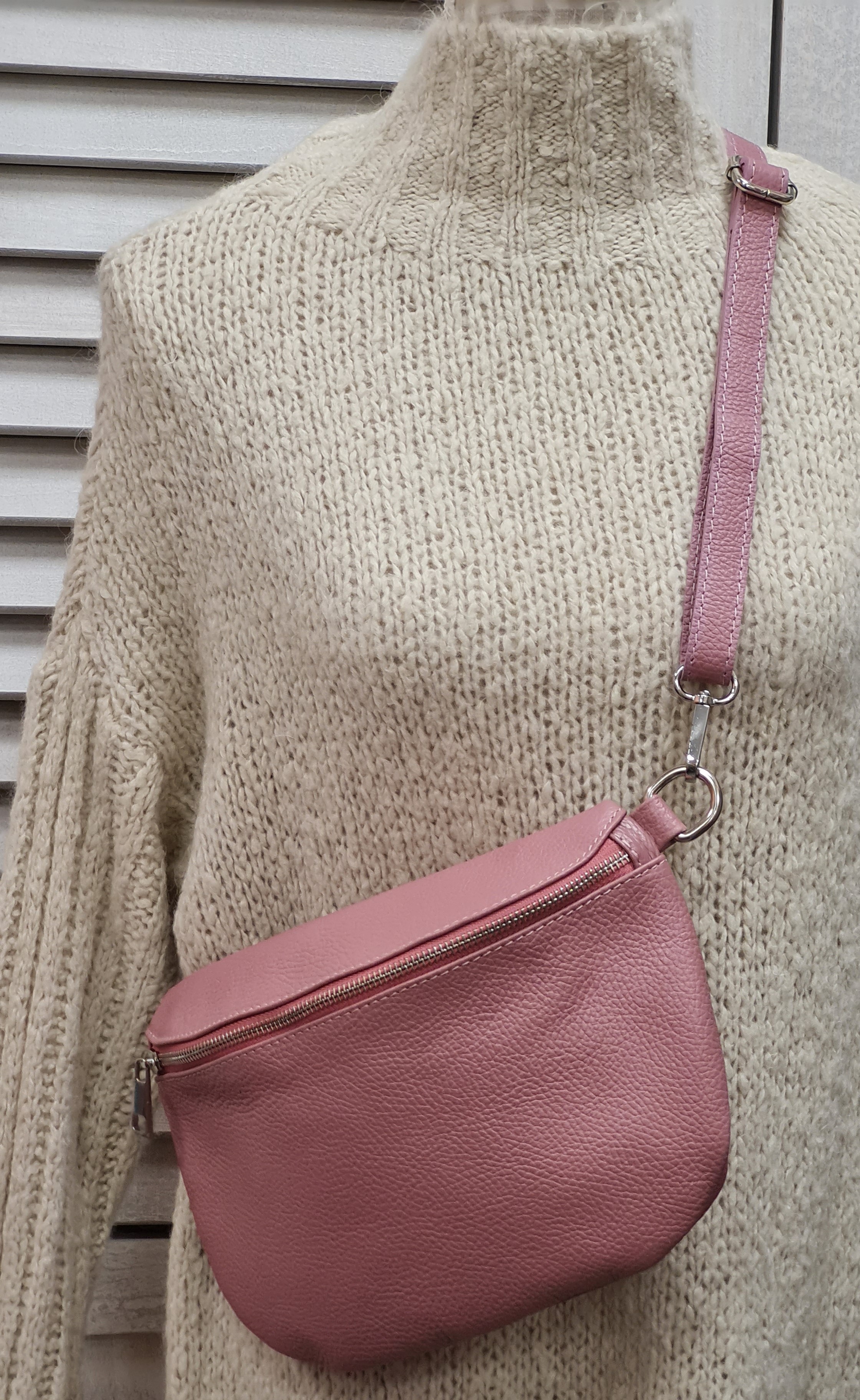 Bauchtasche "Altrosa" – Crossover – Ledertasche