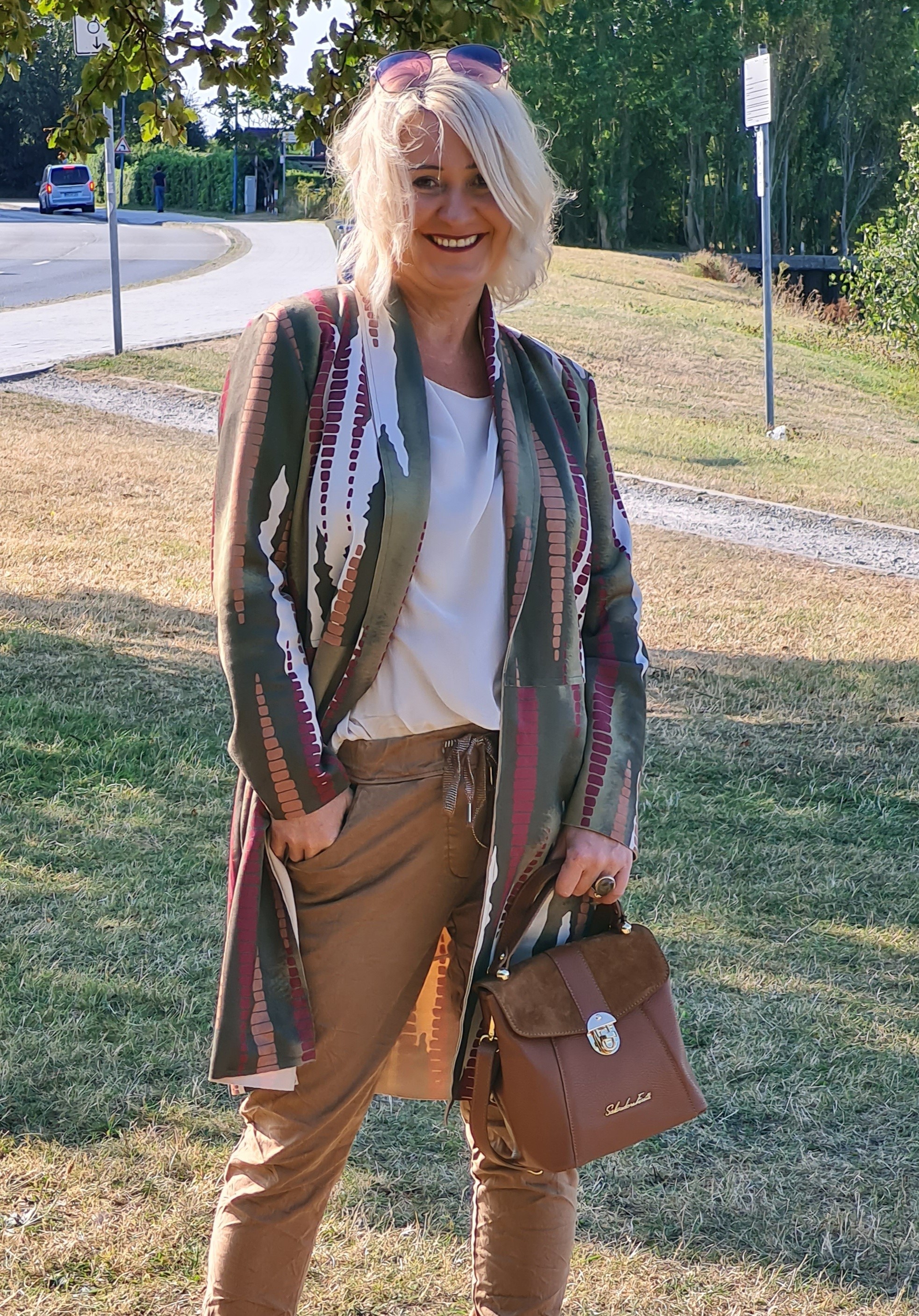 Blazer in Wildlederoptik – Longblazer Lederimitat – Lange Blazer Veloursqualität "Ina"