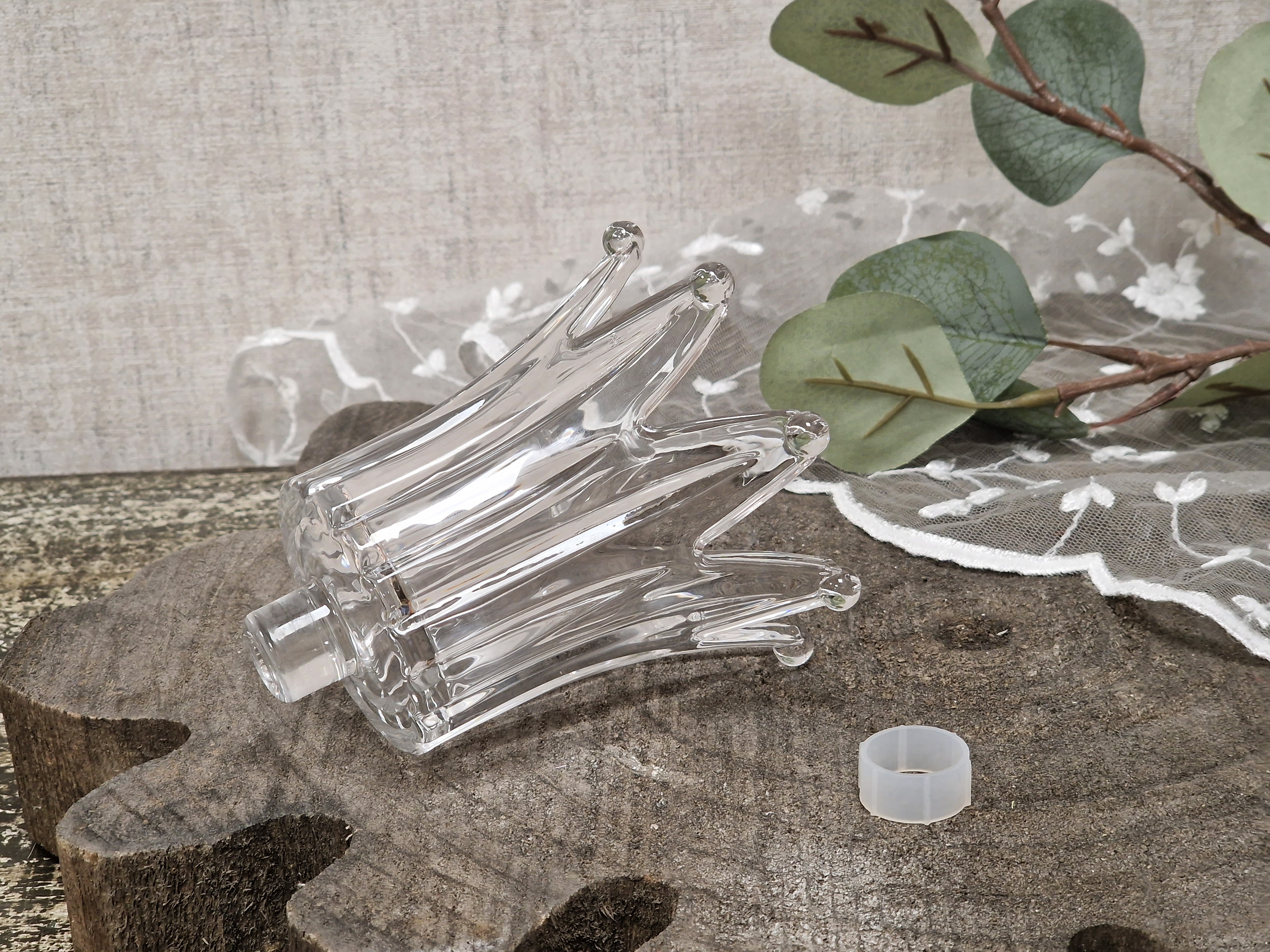 KRÖMER Teelichtaufsatz, Windlichtaufsatz, Aufsatzglas  "ROYAL Krone" für Kerzenleuchter – Glasaufsatz – Teelichtglas – Kerzenglas klar   für Kerzenständer 