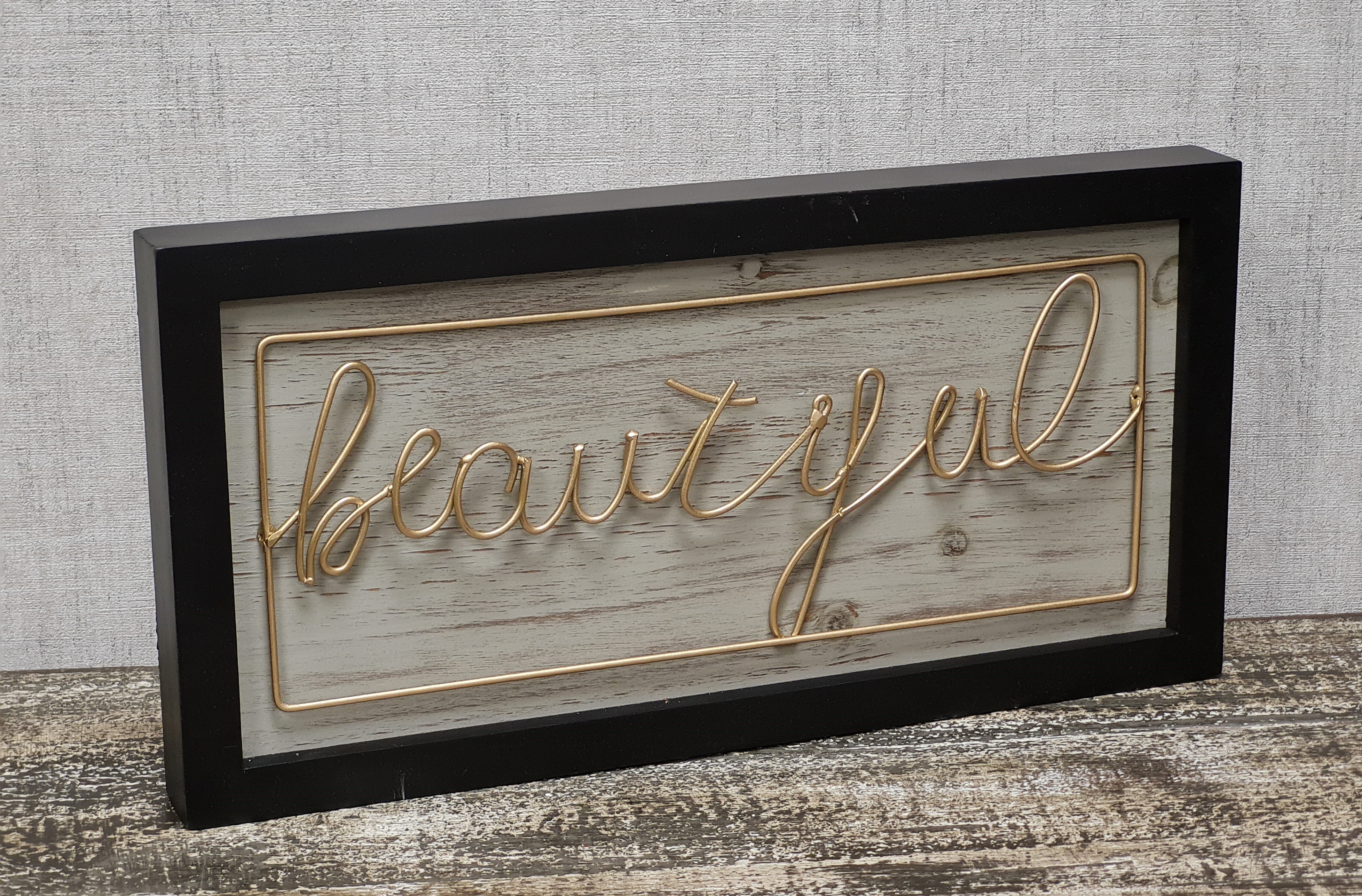 Wanddeko - Schriftzug "Beautiful"- modern - 40 x 20cm