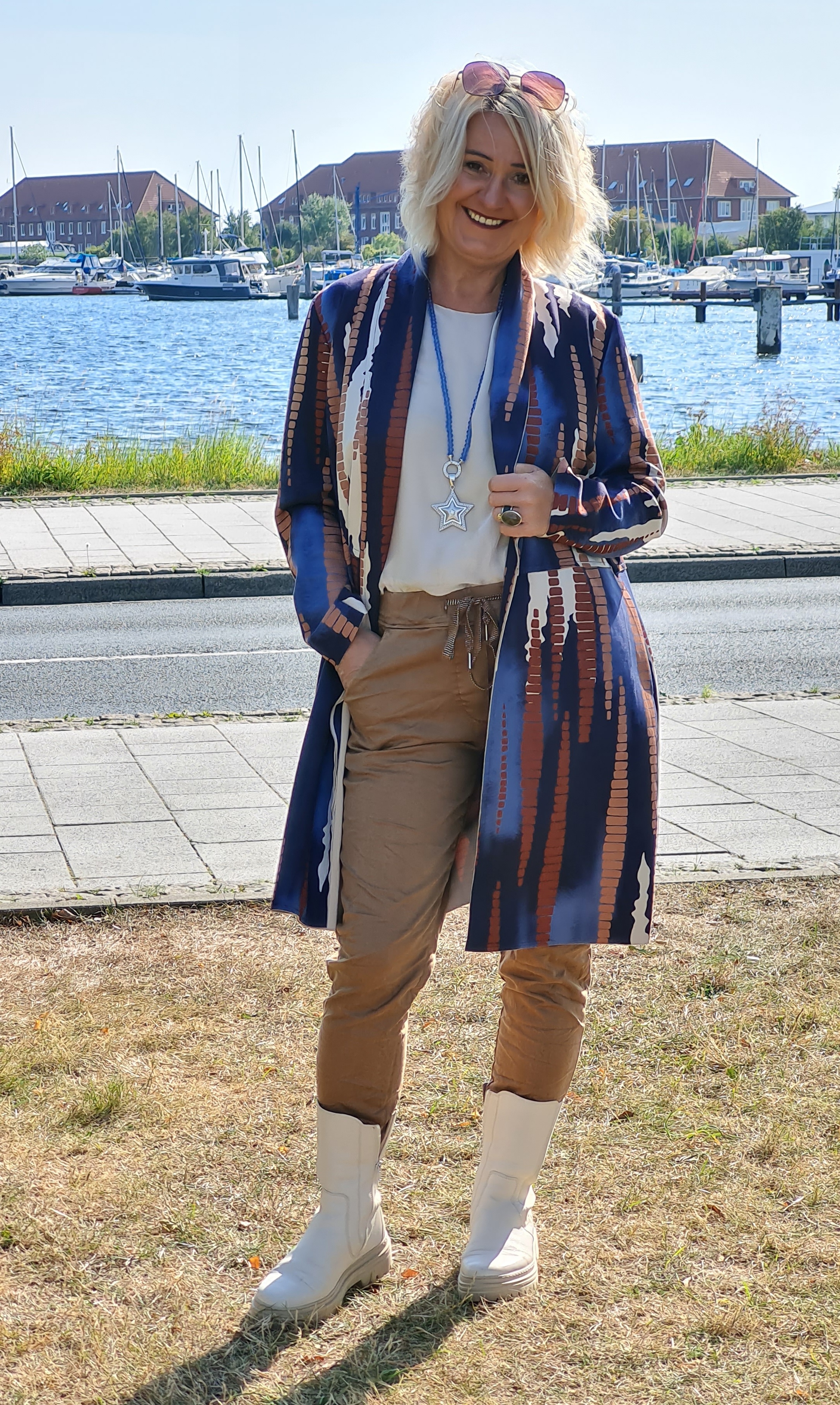 Blazer in Wildlederoptik – Longblazer Lederimitat – Lange Blazer Veloursqualität "Ina"