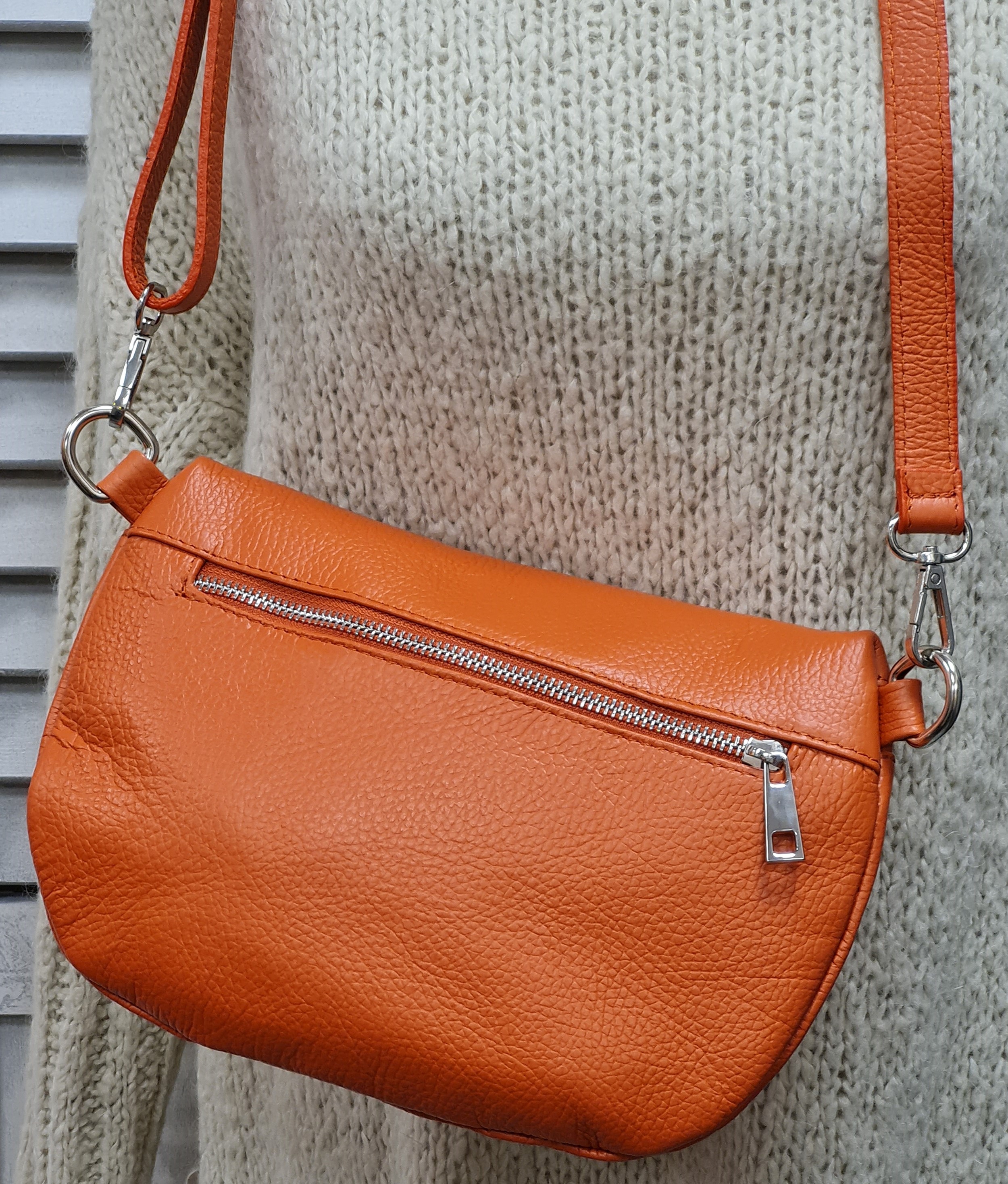 Bauchtasche "Dunkelorange" – Crossover – Ledertasche 