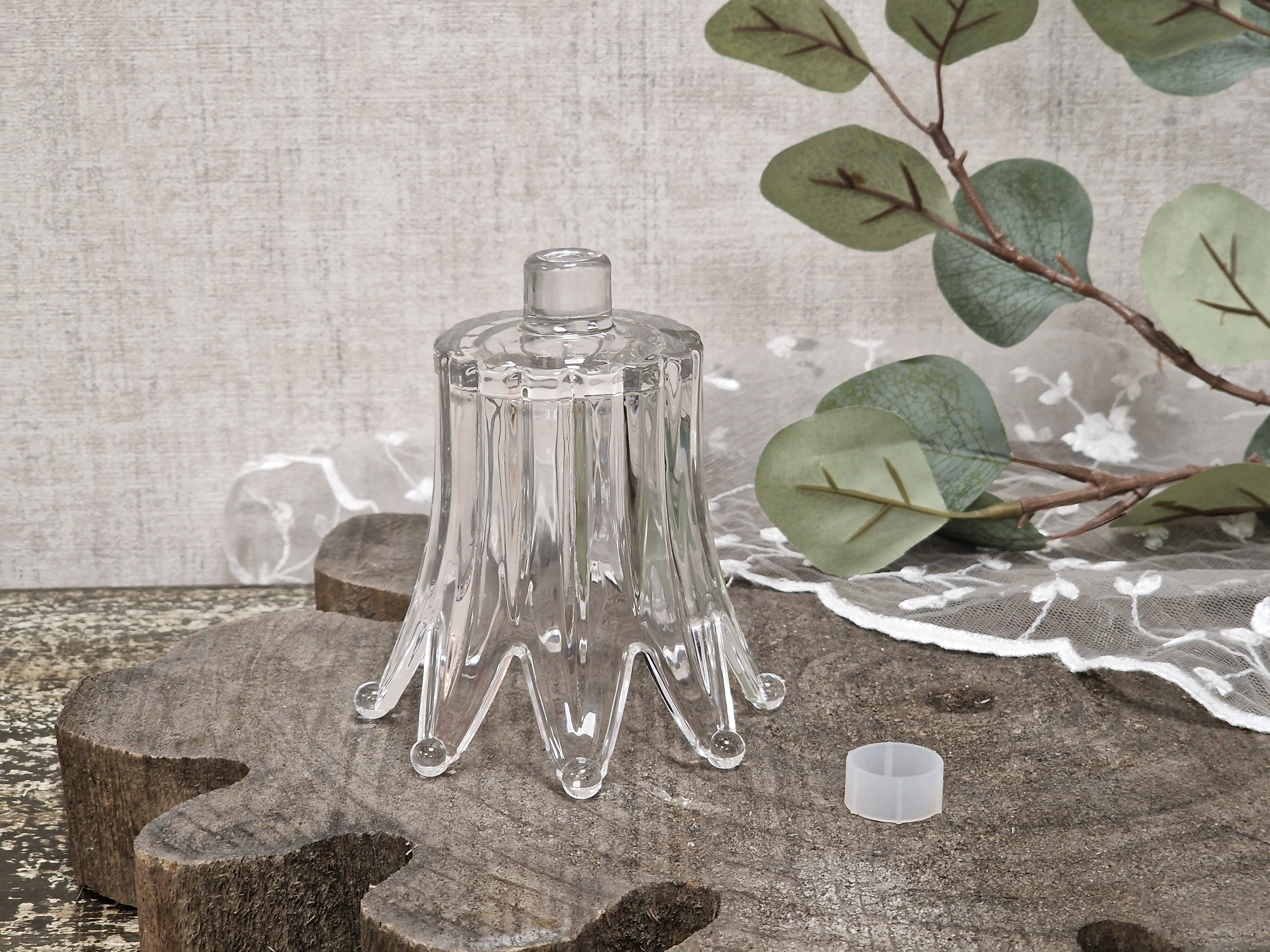 KRÖMER Teelichtaufsatz, Windlichtaufsatz, Aufsatzglas  "ROYAL Krone" für Kerzenleuchter – Glasaufsatz – Teelichtglas – Kerzenglas klar   für Kerzenständer 