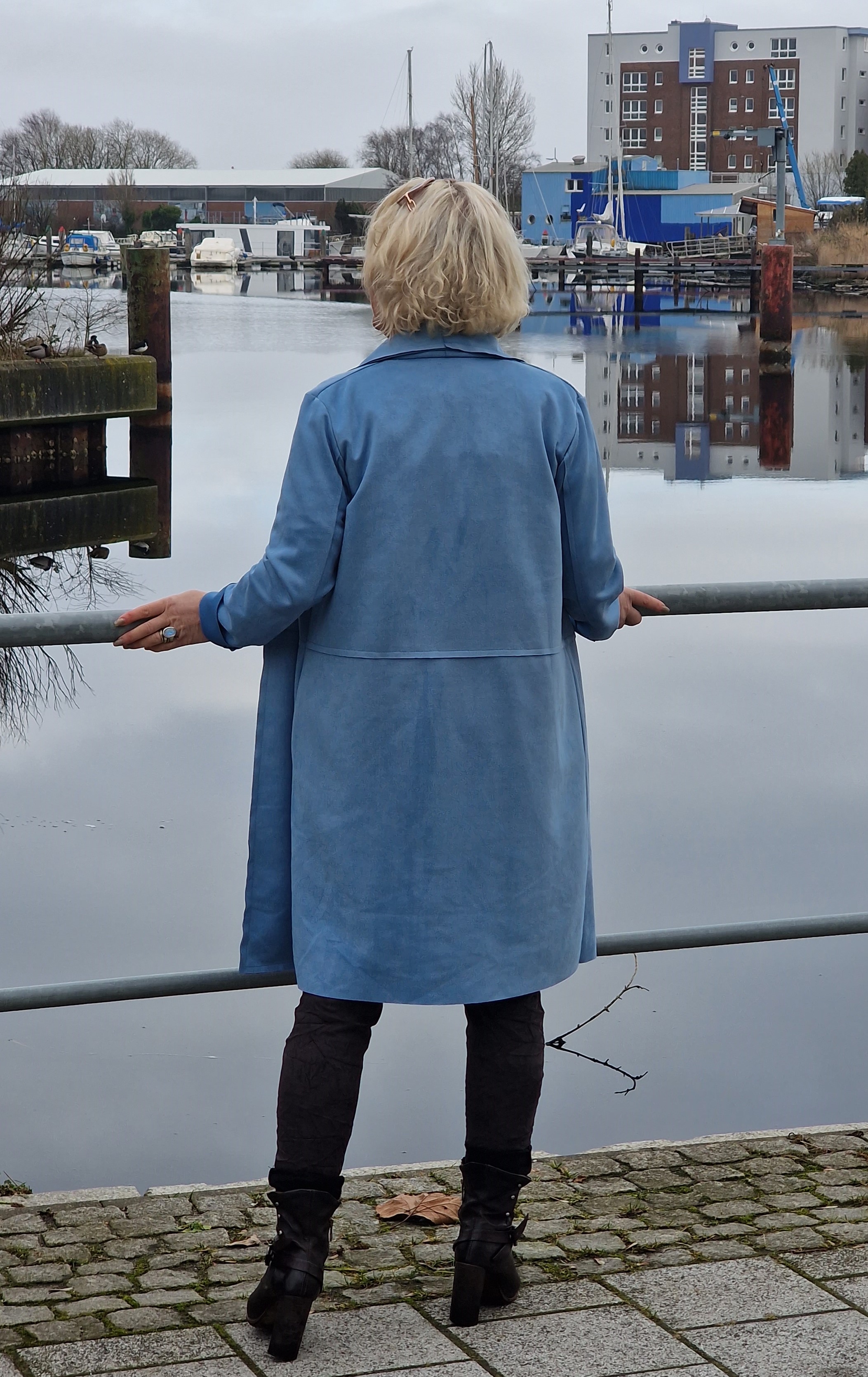 Blazer in Wildlederoptik – Longblazer Lederimitat – Lange Blazer Veloursqualität "Ana"