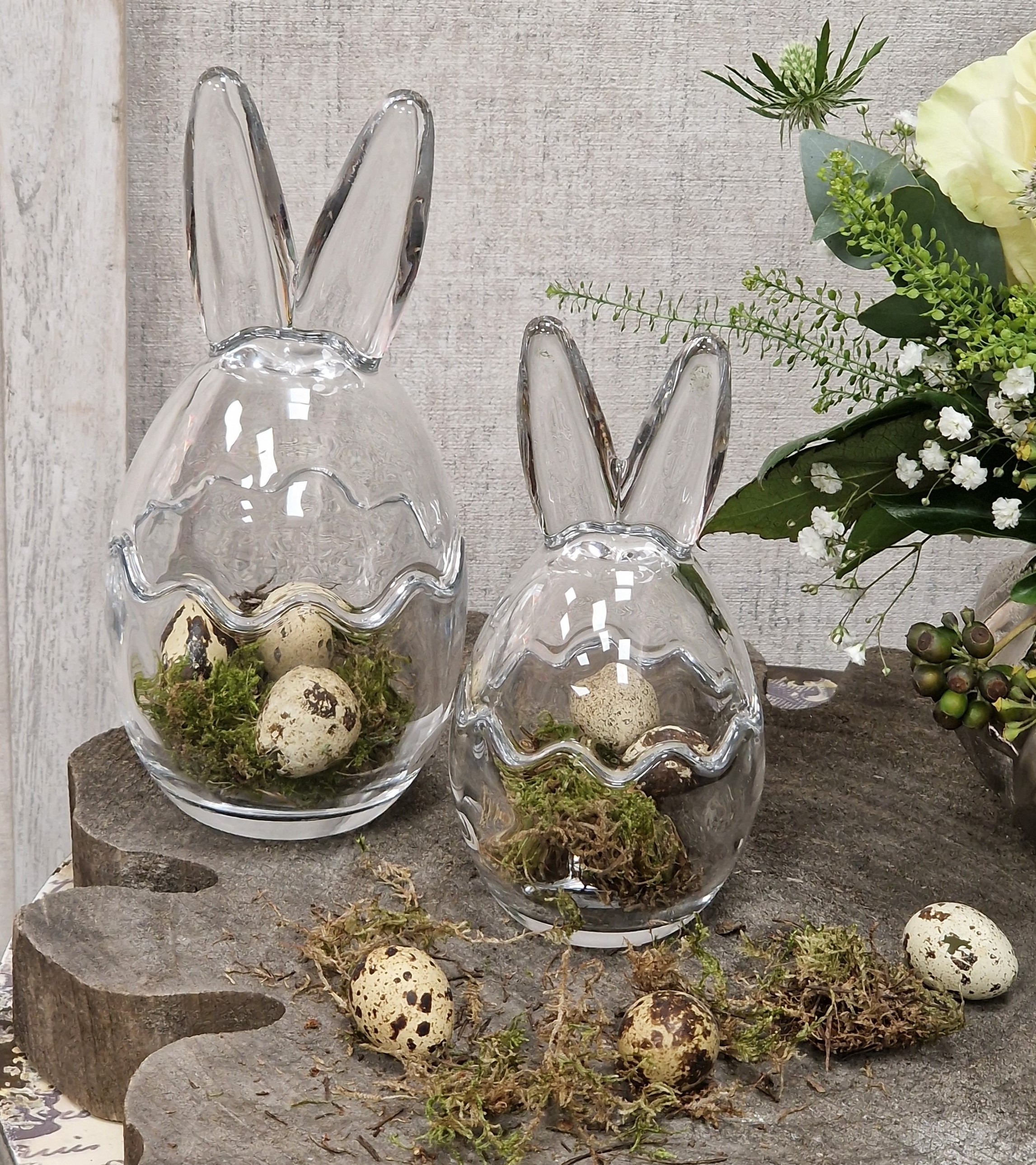 Kaninchen Glasglocke – Osterei – Osterdeko 