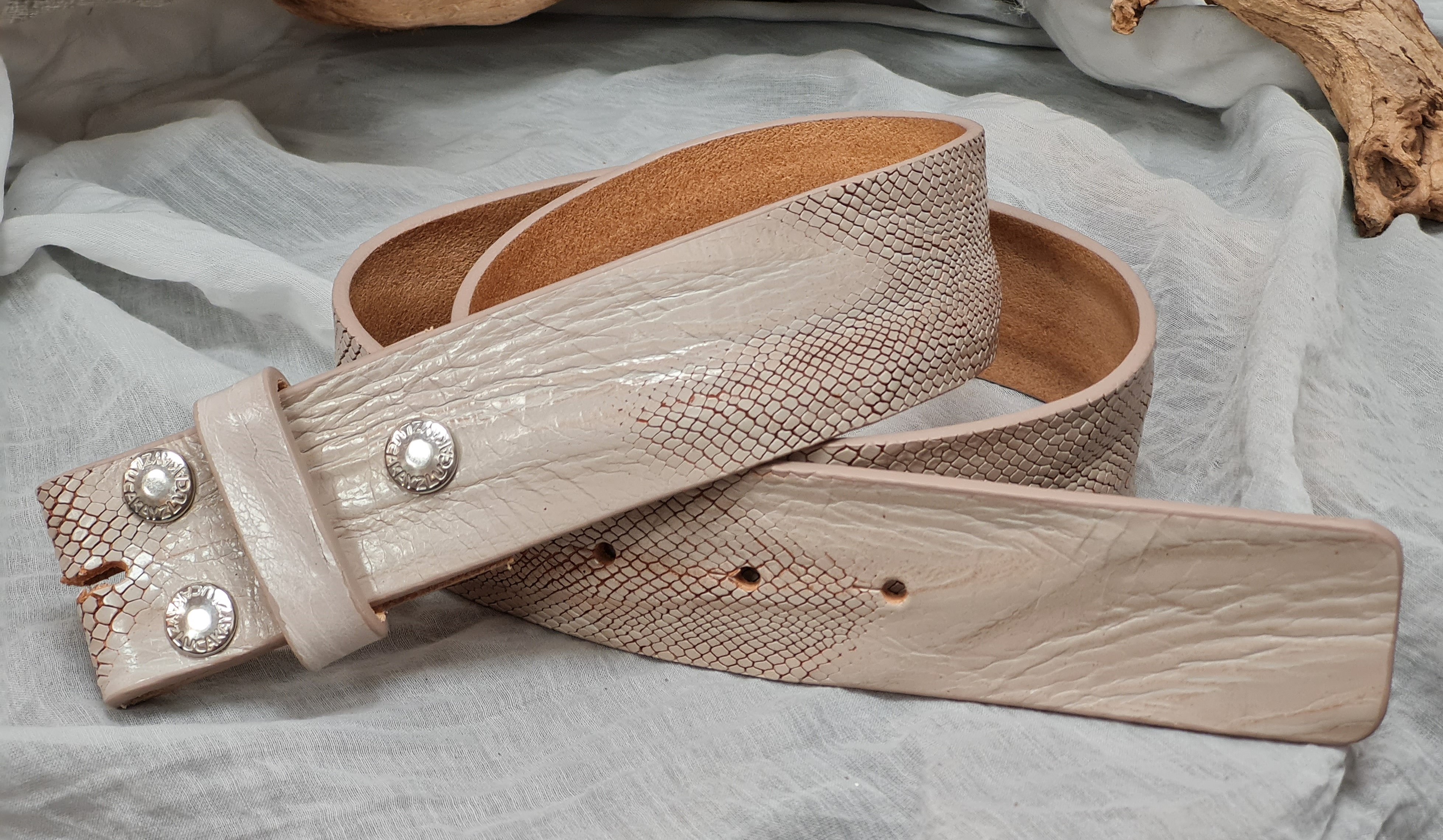 LUCA KAYZ "Siena beige" Gürtel mit Wechselsystem – Ledergürtel – Damengürtel 